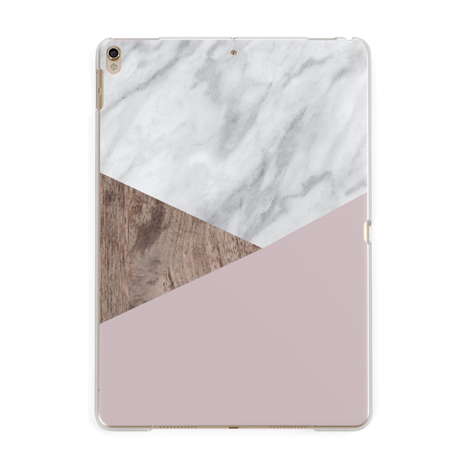 Marble Wood Geometric 3 Apple iPad Gold Case