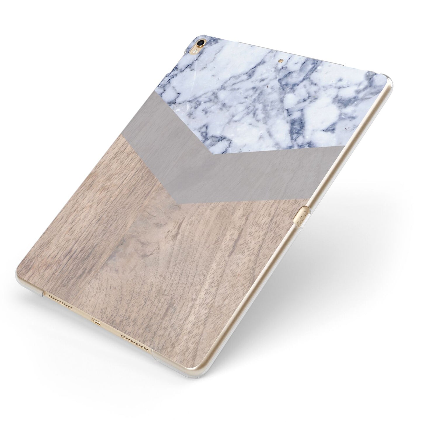 Marble Wood Geometric 4 Apple iPad Case on Gold iPad Side View