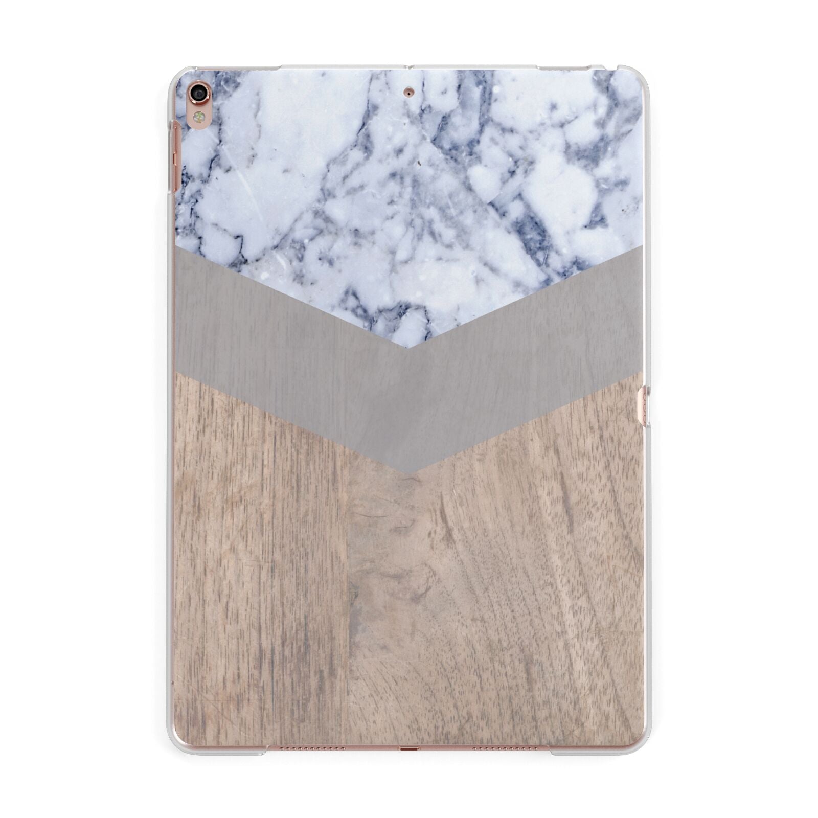 Marble Wood Geometric 4 Apple iPad Rose Gold Case