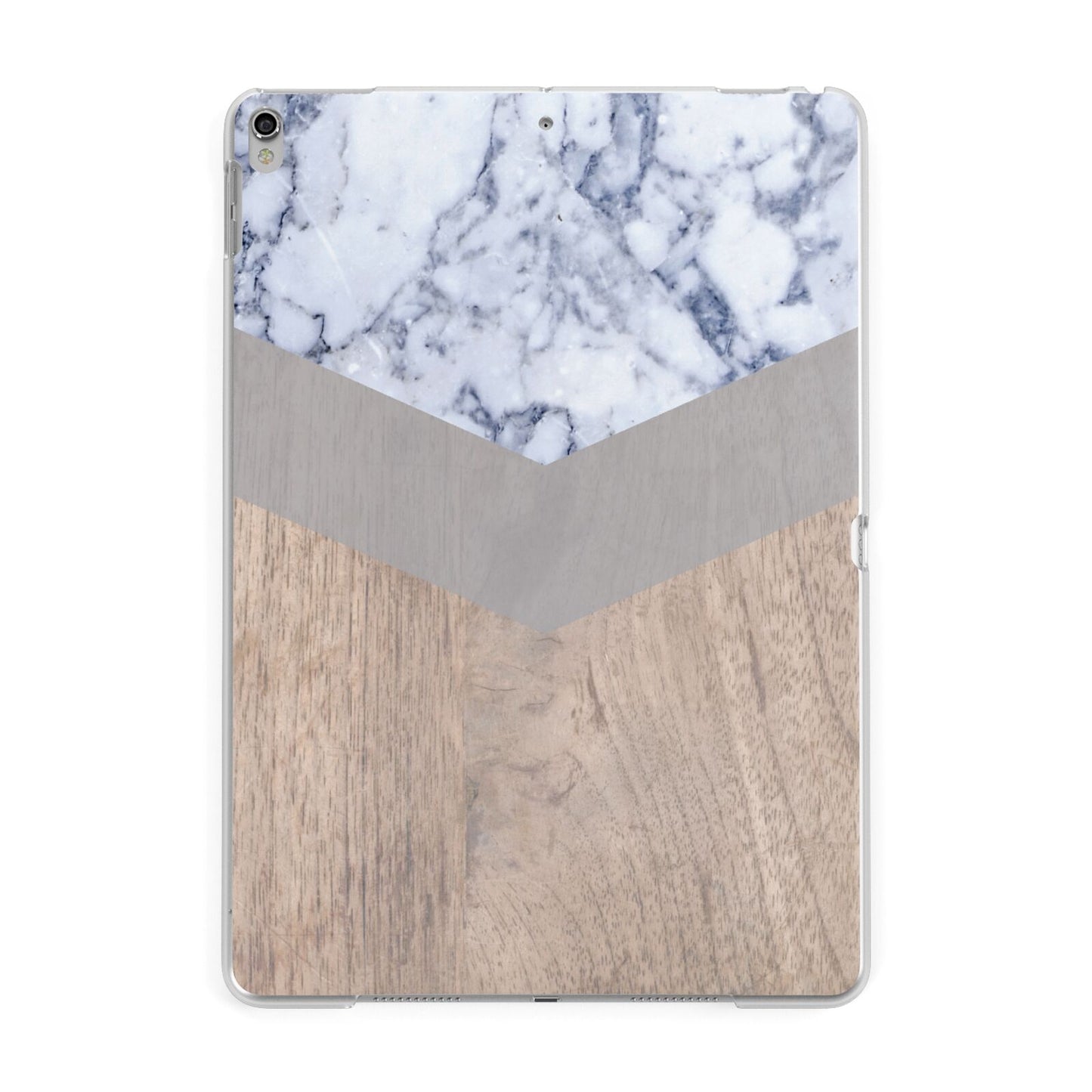 Marble Wood Geometric 4 Apple iPad Silver Case