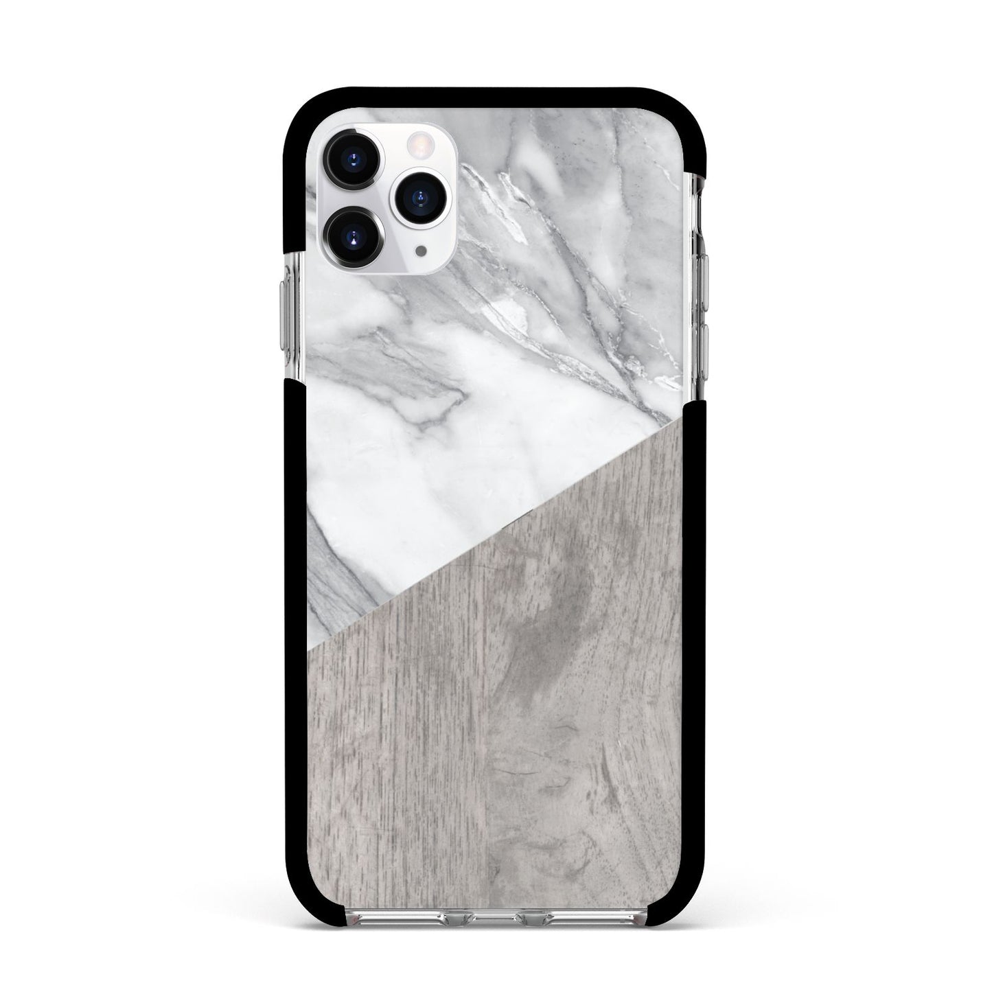 Marble Wood Geometric 5 Apple iPhone 11 Pro Max in Silver with Black Impact Case