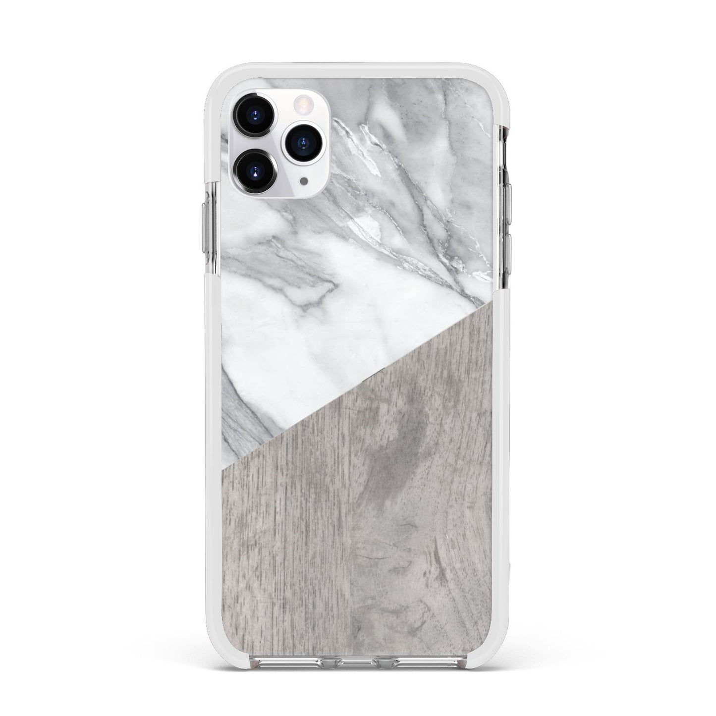 Marble Wood Geometric 5 Apple iPhone 11 Pro Max in Silver with White Impact Case