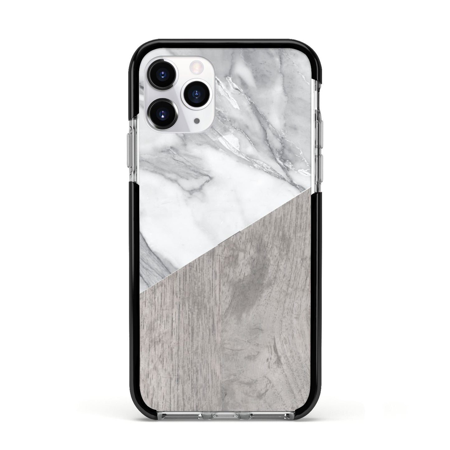 Marble Wood Geometric 5 Apple iPhone 11 Pro in Silver with Black Impact Case