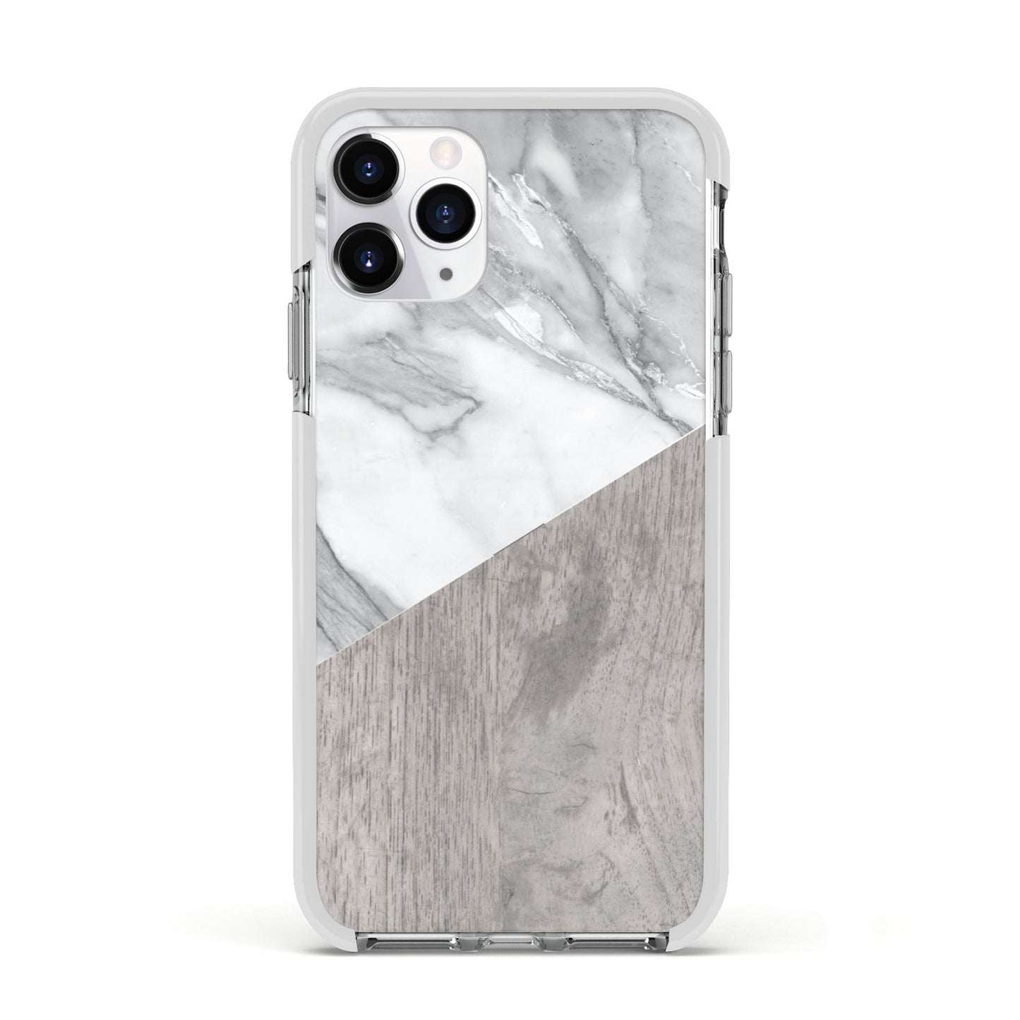 Marble Wood Geometric 5 Apple iPhone 11 Pro in Silver with White Impact Case