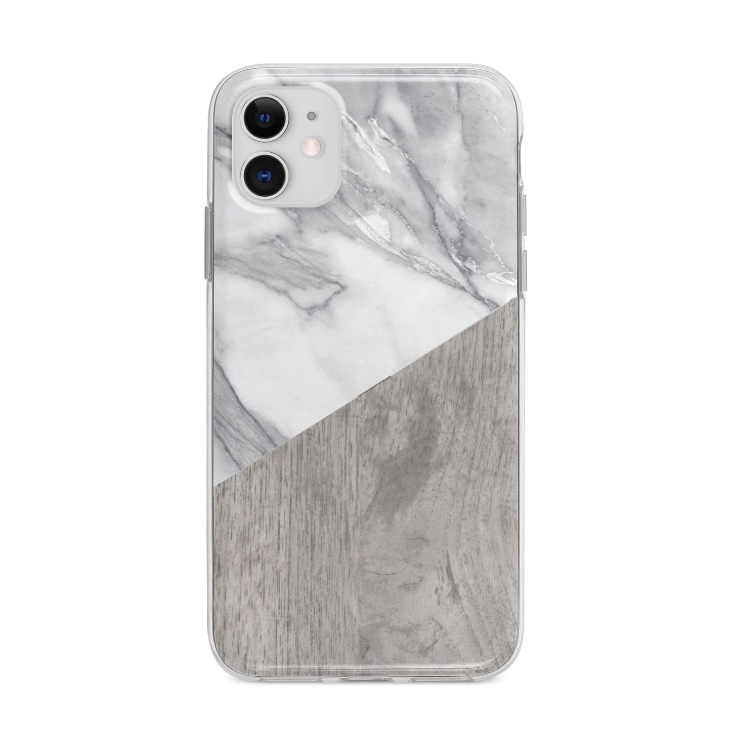 Marble Wood Geometric 5 Apple iPhone 11 in White with Bumper Case