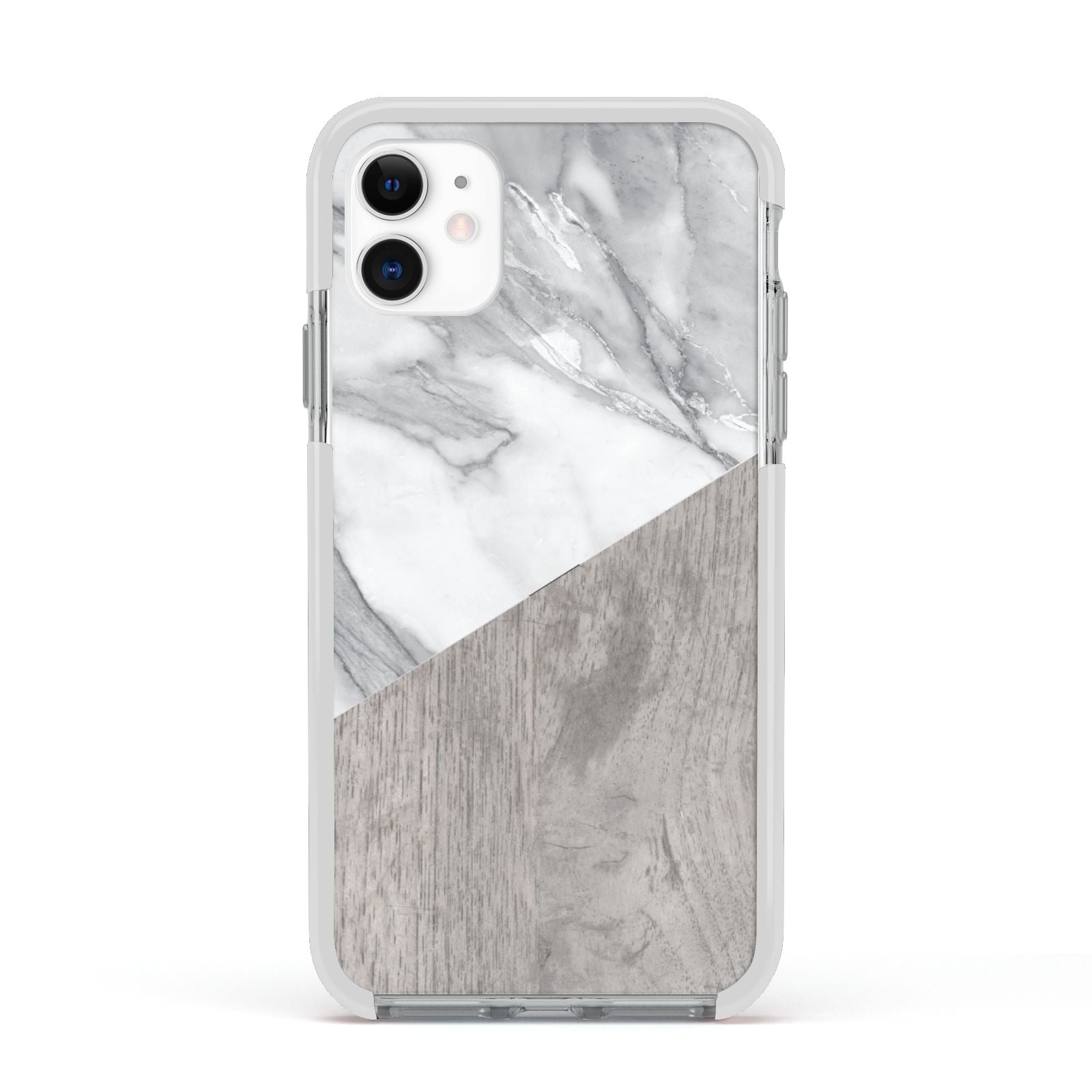 Marble Wood Geometric 5 Apple iPhone 11 in White with White Impact Case