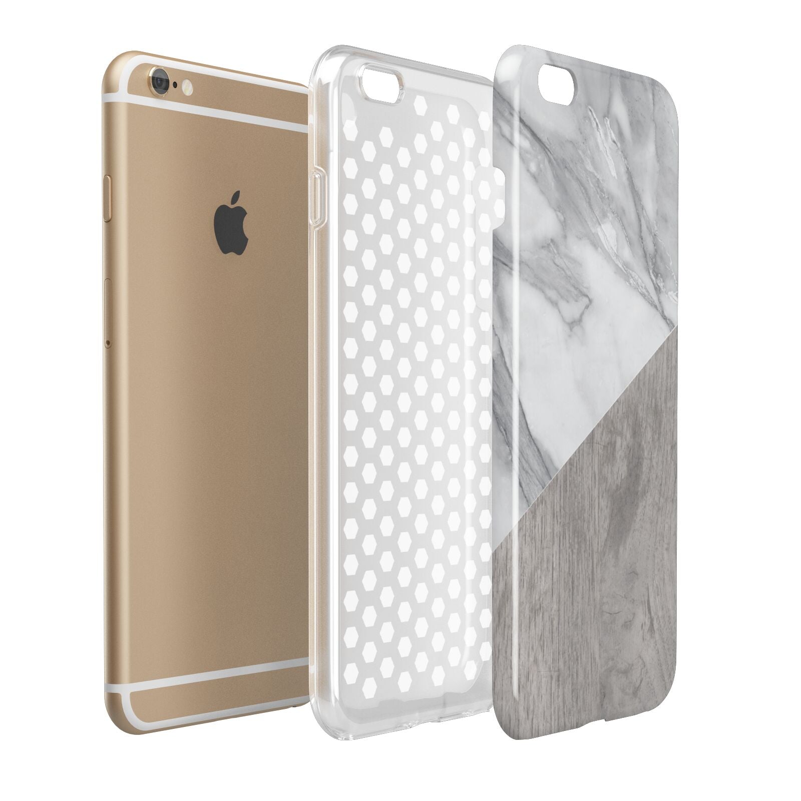 Marble Wood Geometric 5 Apple iPhone 6 Plus 3D Tough Case Expand Detail Image