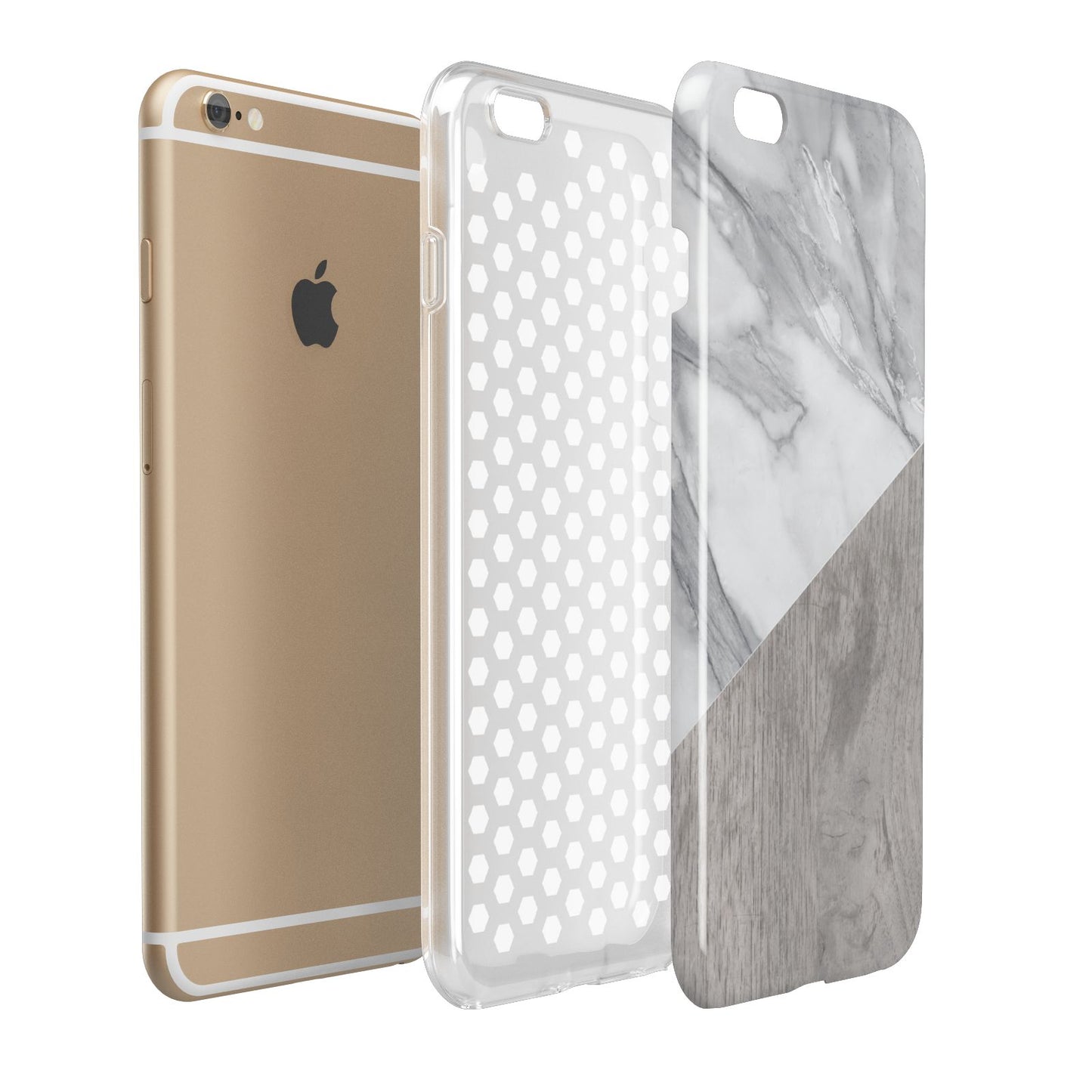 Marble Wood Geometric 5 Apple iPhone 6 Plus 3D Tough Case