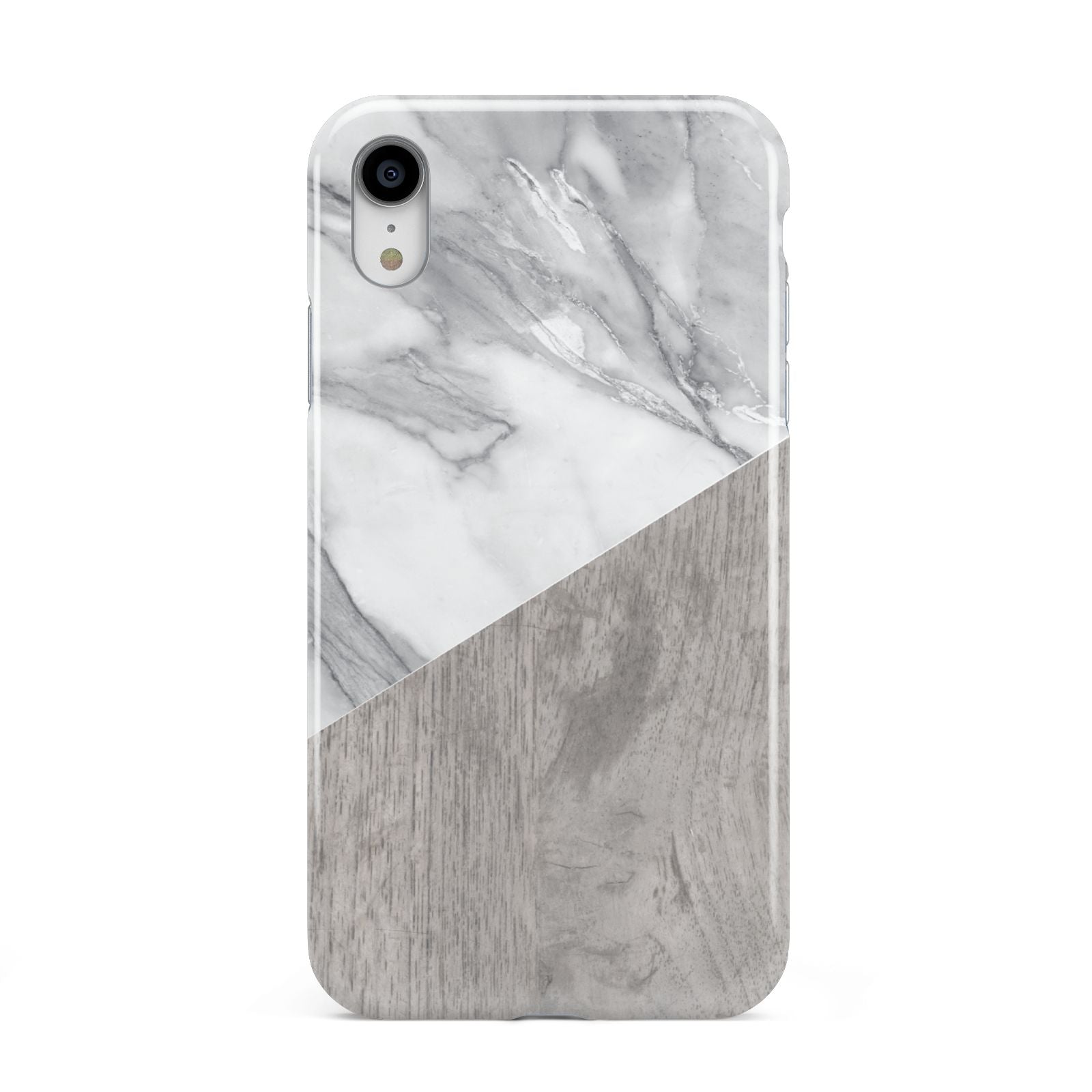 Marble Wood Geometric 5 Apple iPhone XR White 3D Tough Case