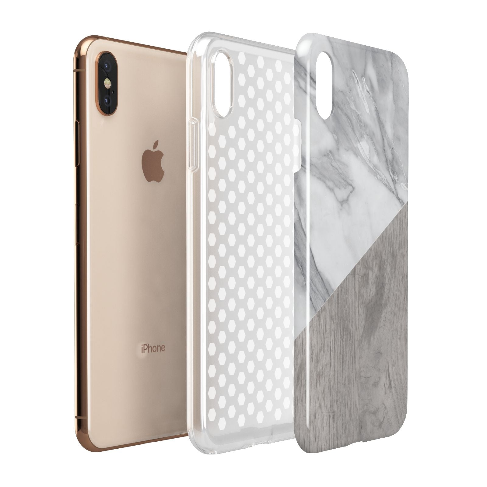 Marble Wood Geometric 5 Apple iPhone Xs Max 3D Tough Case Expanded View