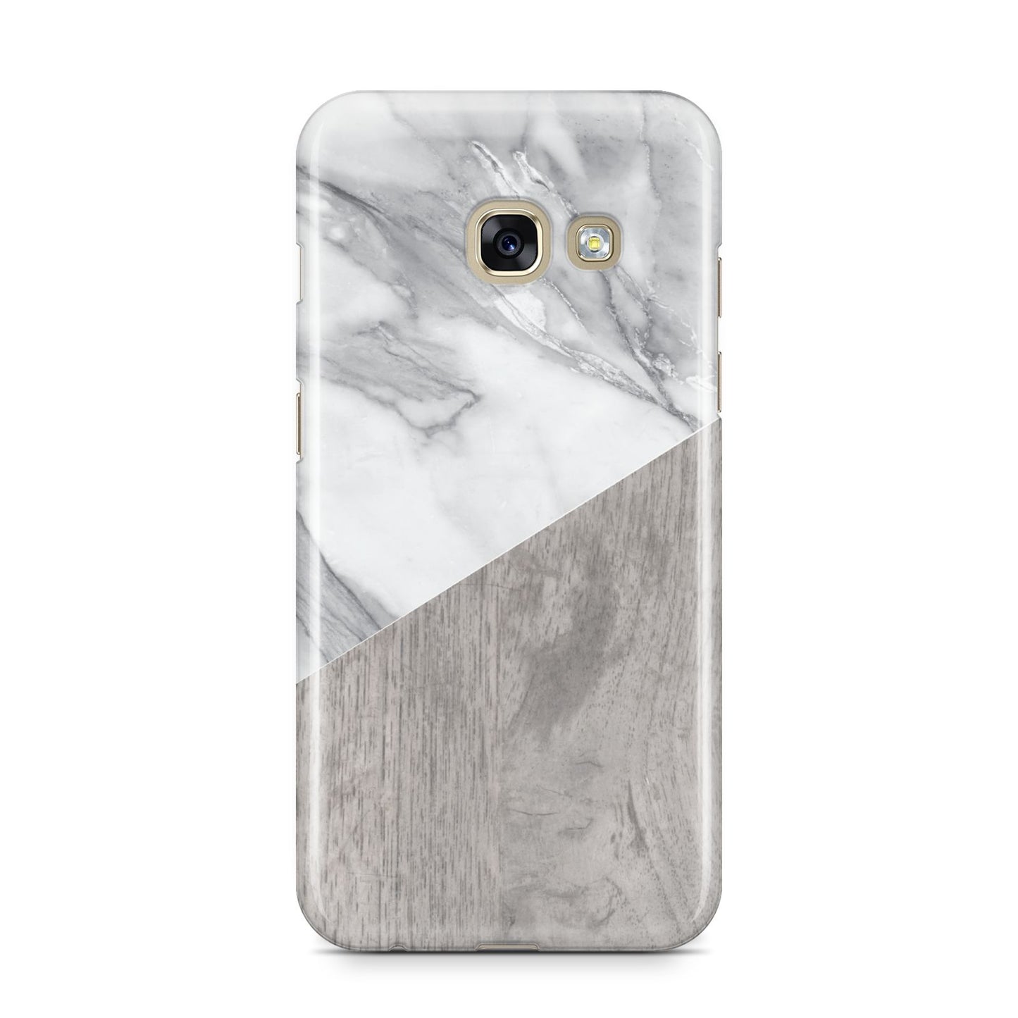 Marble Wood Geometric 5 Samsung Galaxy A3 2017 Case on gold phone