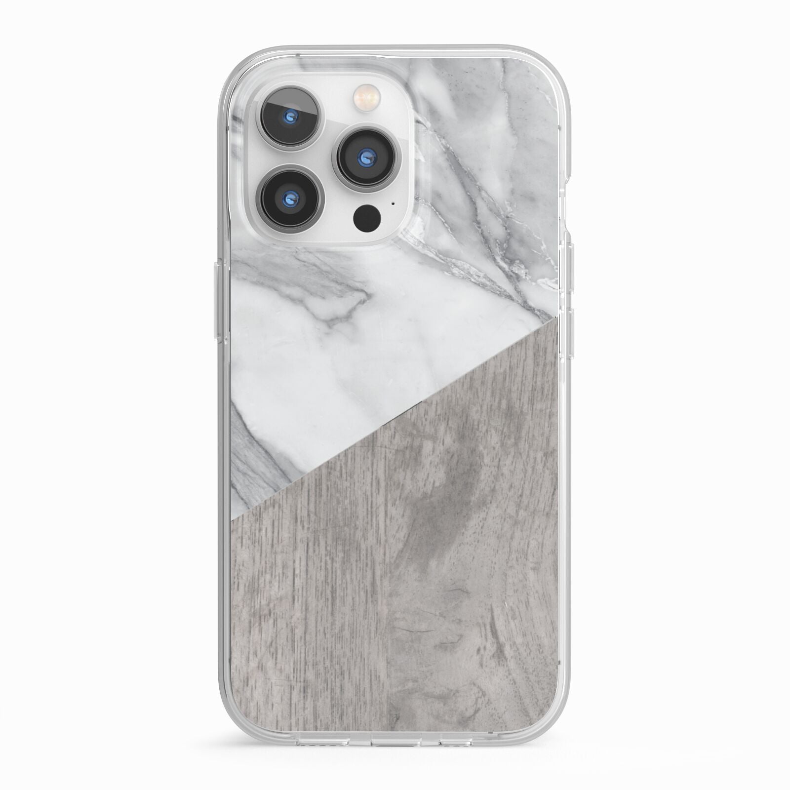 Marble Wood Geometric 5 iPhone 13 Pro TPU Impact Case with White Edges