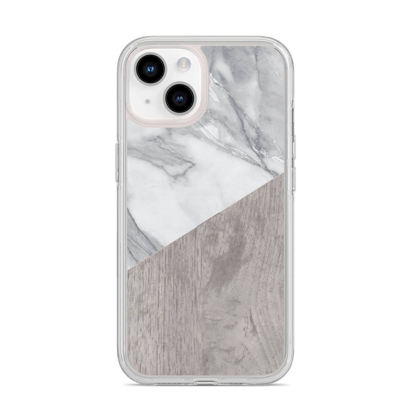 Marble Wood Geometric 5 iPhone 14 Clear Tough Case Starlight