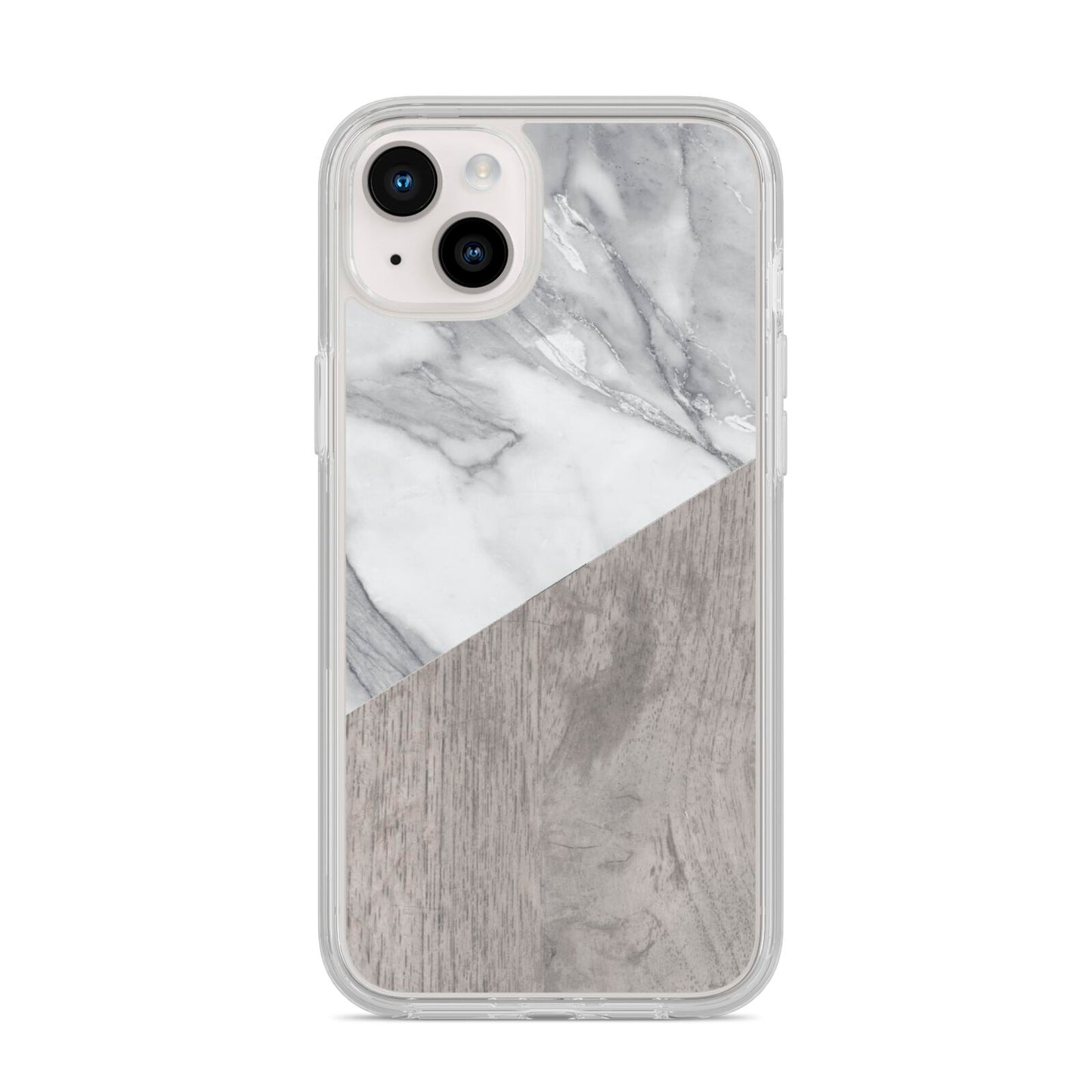 Marble Wood Geometric 5 iPhone 14 Plus Clear Tough Case Starlight