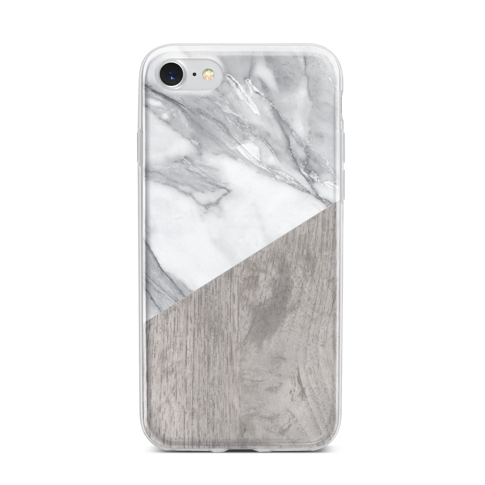 Marble Wood Geometric 5 iPhone 7 Bumper Case on Silver iPhone