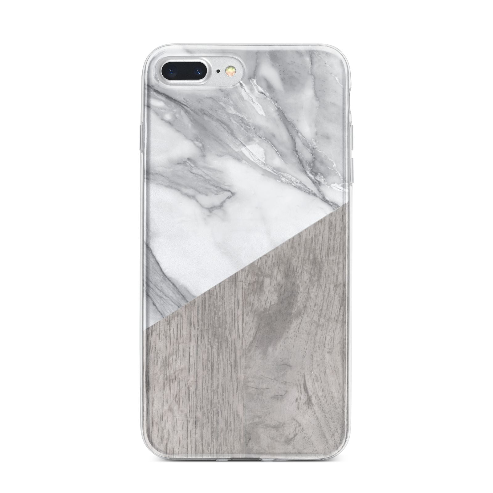 Marble Wood Geometric 5 iPhone 7 Plus Bumper Case on Silver iPhone