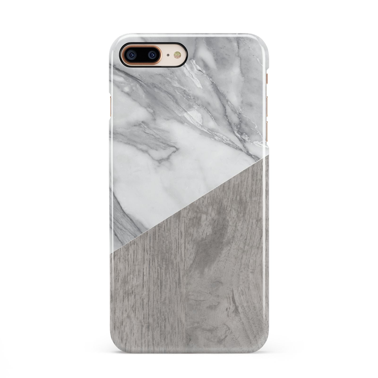 Marble Wood Geometric 5 iPhone 8 Plus 3D Snap Case on Gold Phone