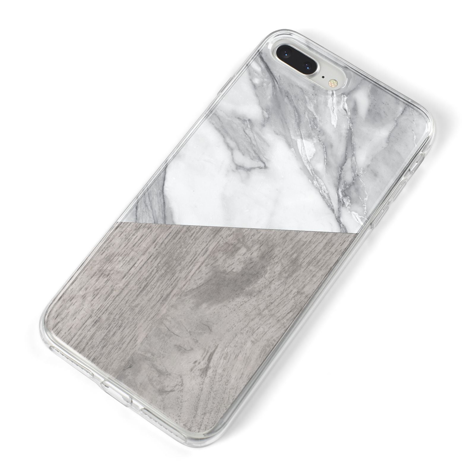 Marble Wood Geometric 5 iPhone 8 Plus Bumper Case on Silver iPhone Alternative Image