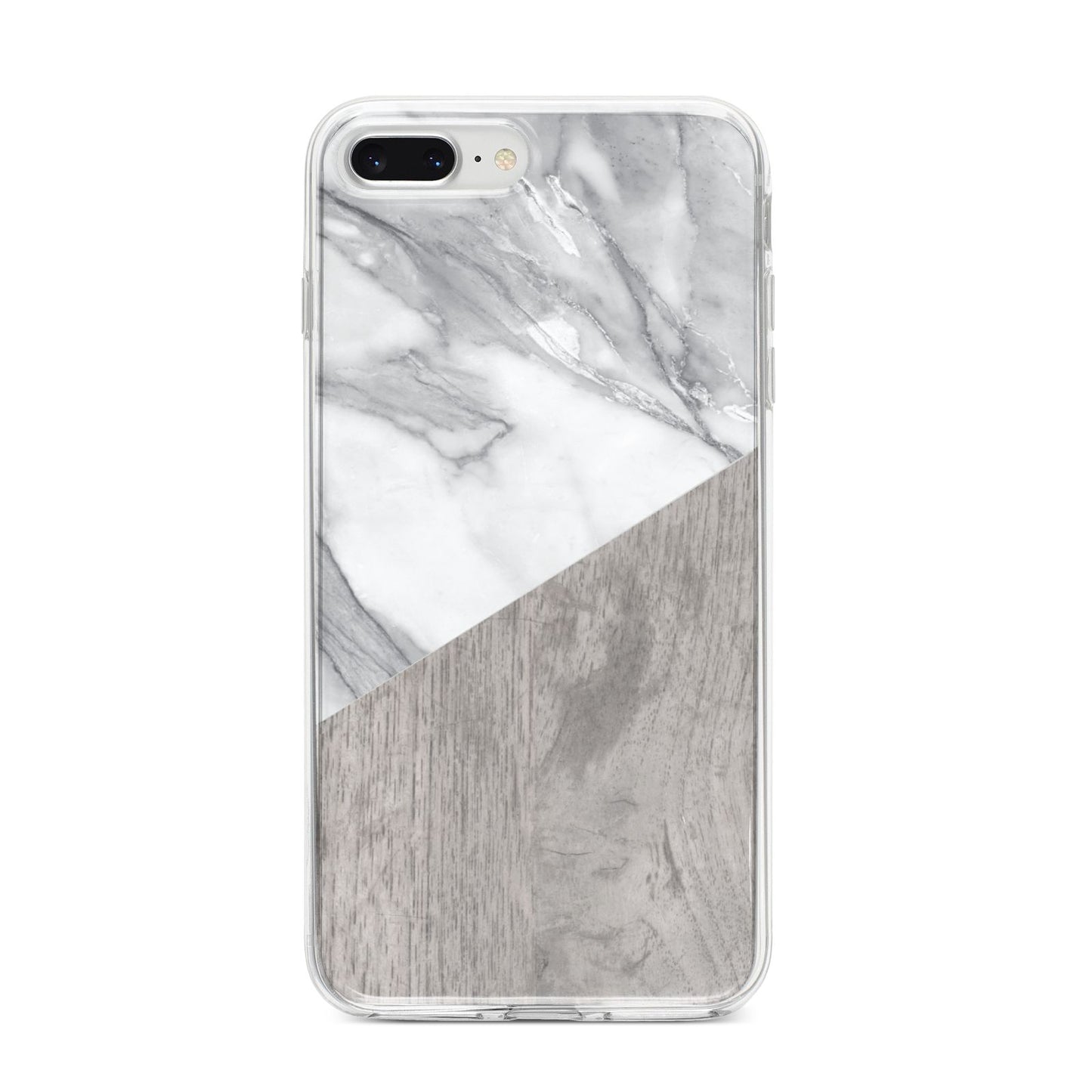 Marble Wood Geometric 5 iPhone 8 Plus Bumper Case on Silver iPhone