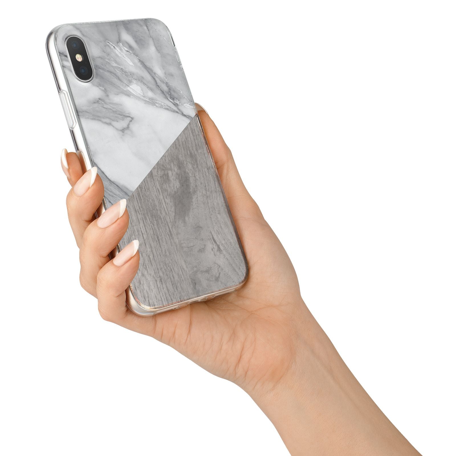 Marble Wood Geometric 5 iPhone X Bumper Case on Silver iPhone Alternative Image 2