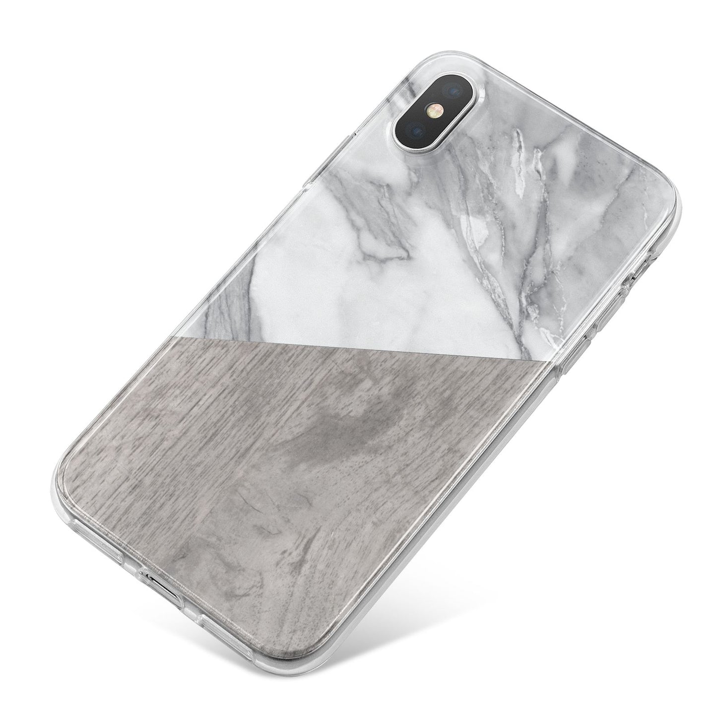 Marble Wood Geometric 5 iPhone X Bumper Case on Silver iPhone