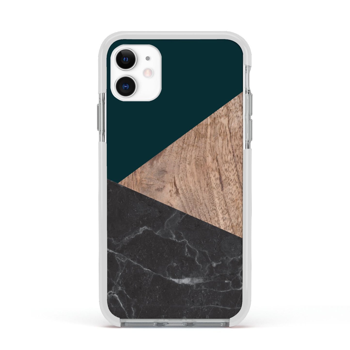 Marble Wood Geometric 6 Apple iPhone 11 in White with White Impact Case