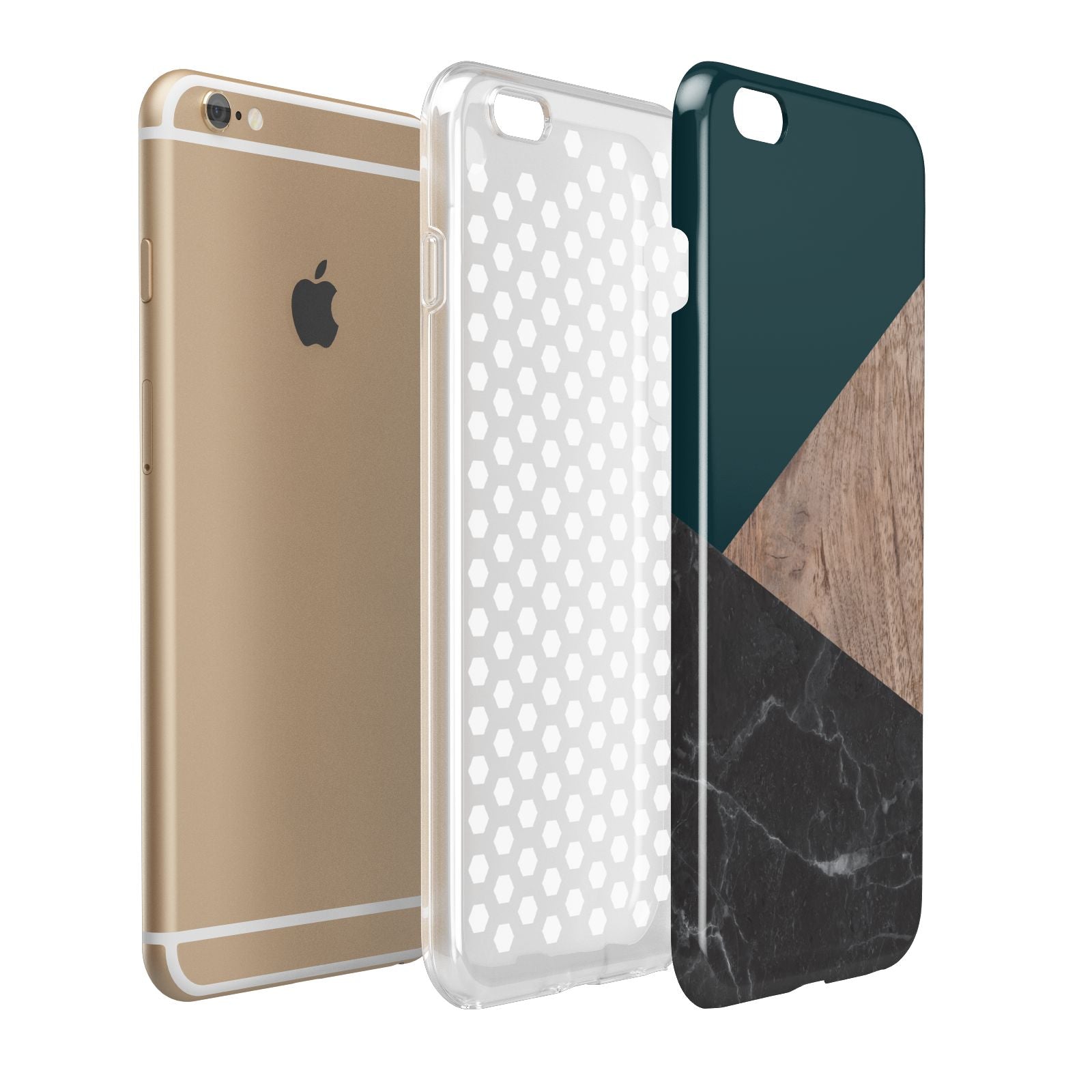 Marble Wood Geometric 6 Apple iPhone 6 Plus 3D Tough Case