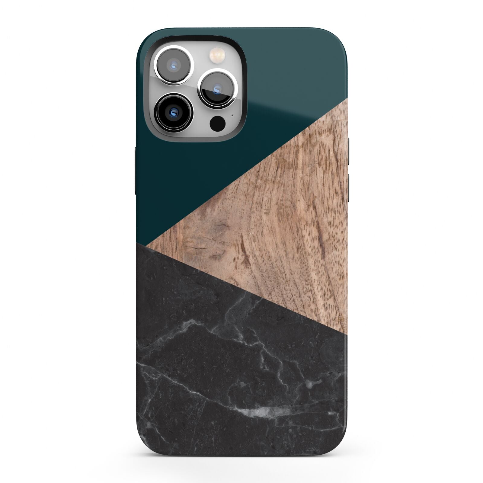 Marble Wood Geometric 6 iPhone 13 Pro Max Full Wrap 3D Tough Case