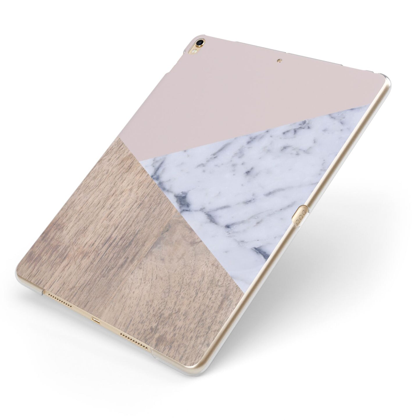 Marble Wood Geometric 7 Apple iPad Case on Gold iPad Side View