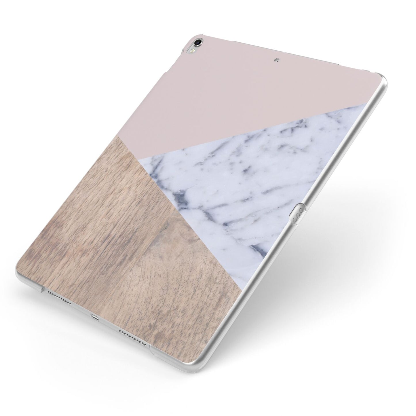 Marble Wood Geometric 7 Apple iPad Case on Silver iPad Side View