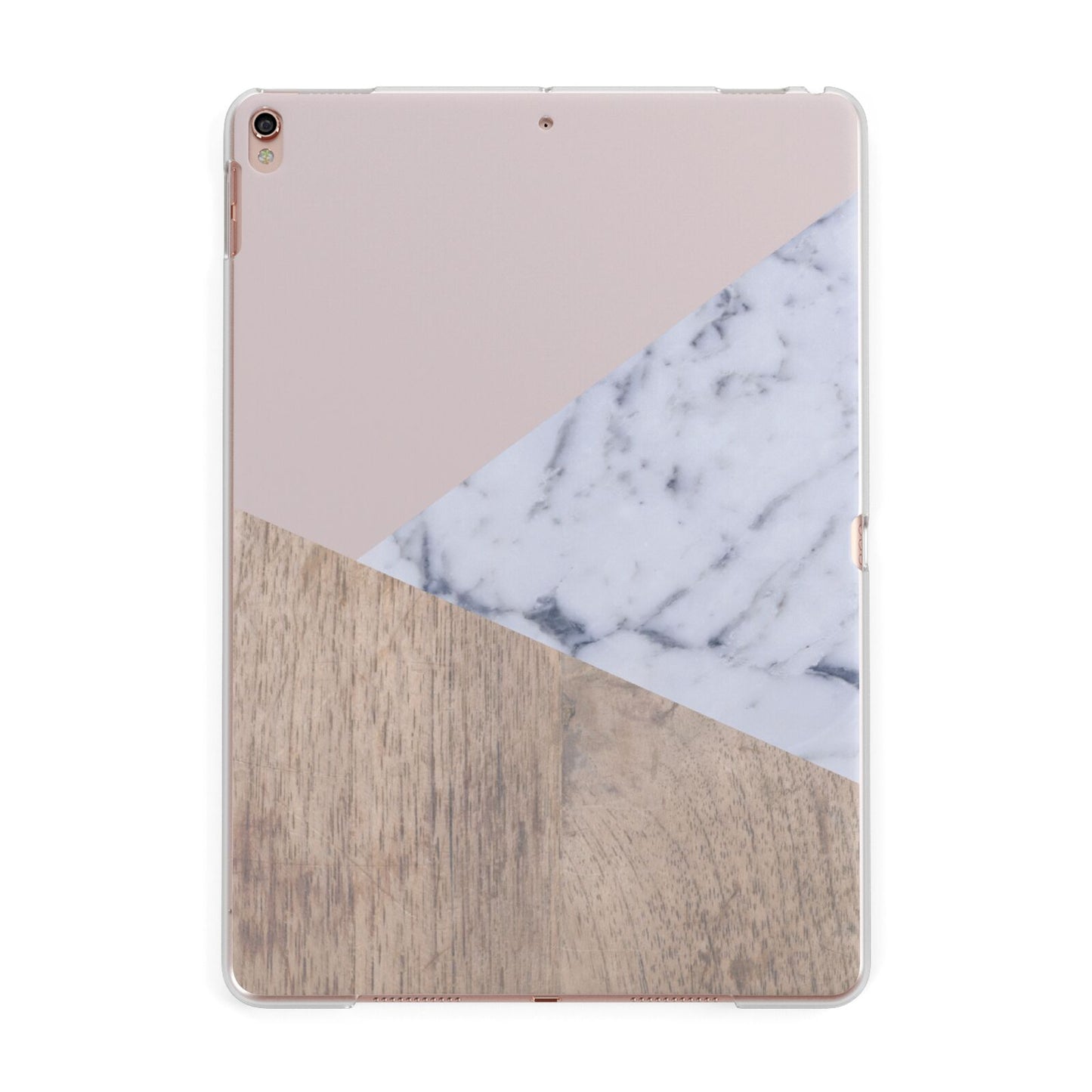 Marble Wood Geometric 7 Apple iPad Rose Gold Case