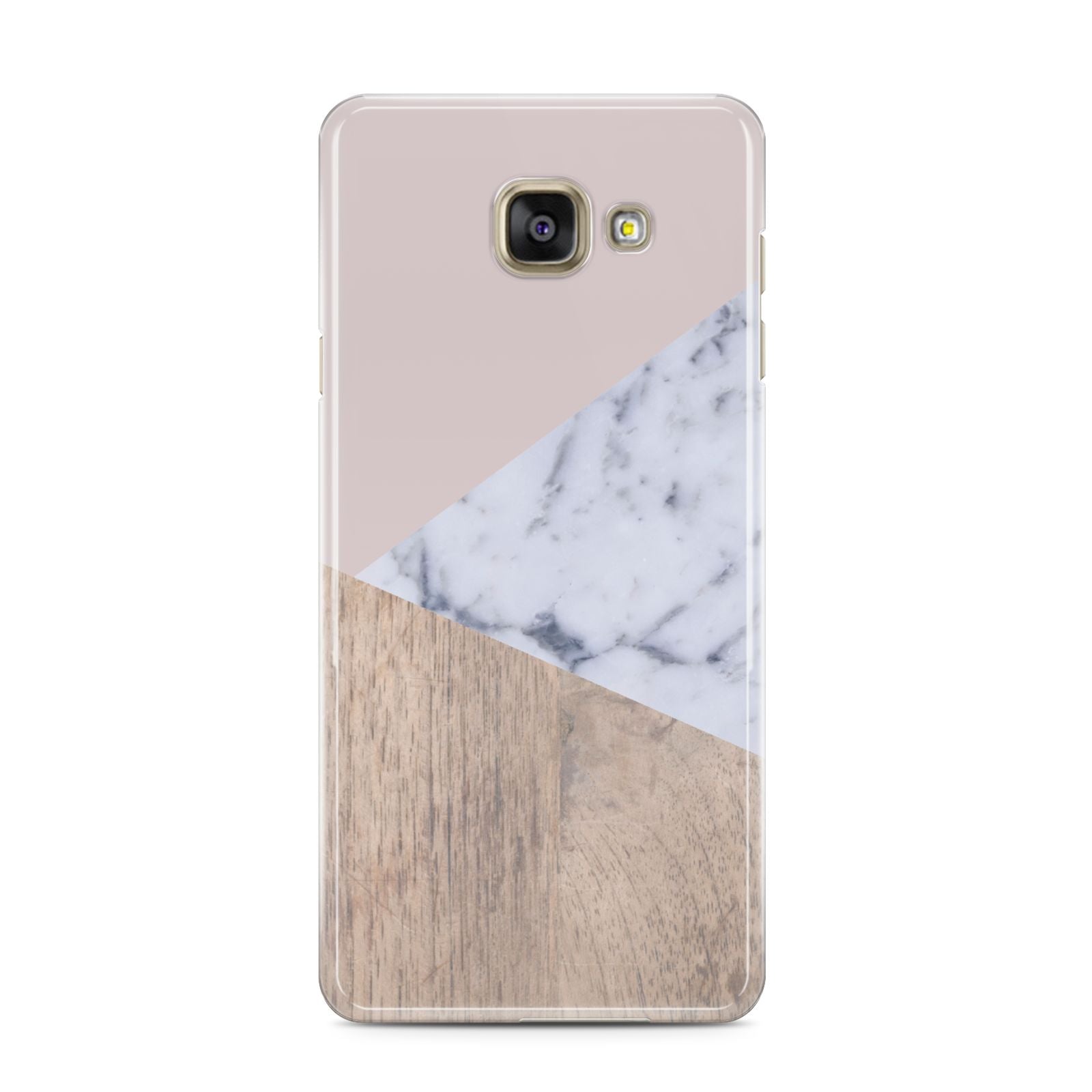 Marble Wood Geometric 7 Samsung Galaxy A3 2016 Case on gold phone