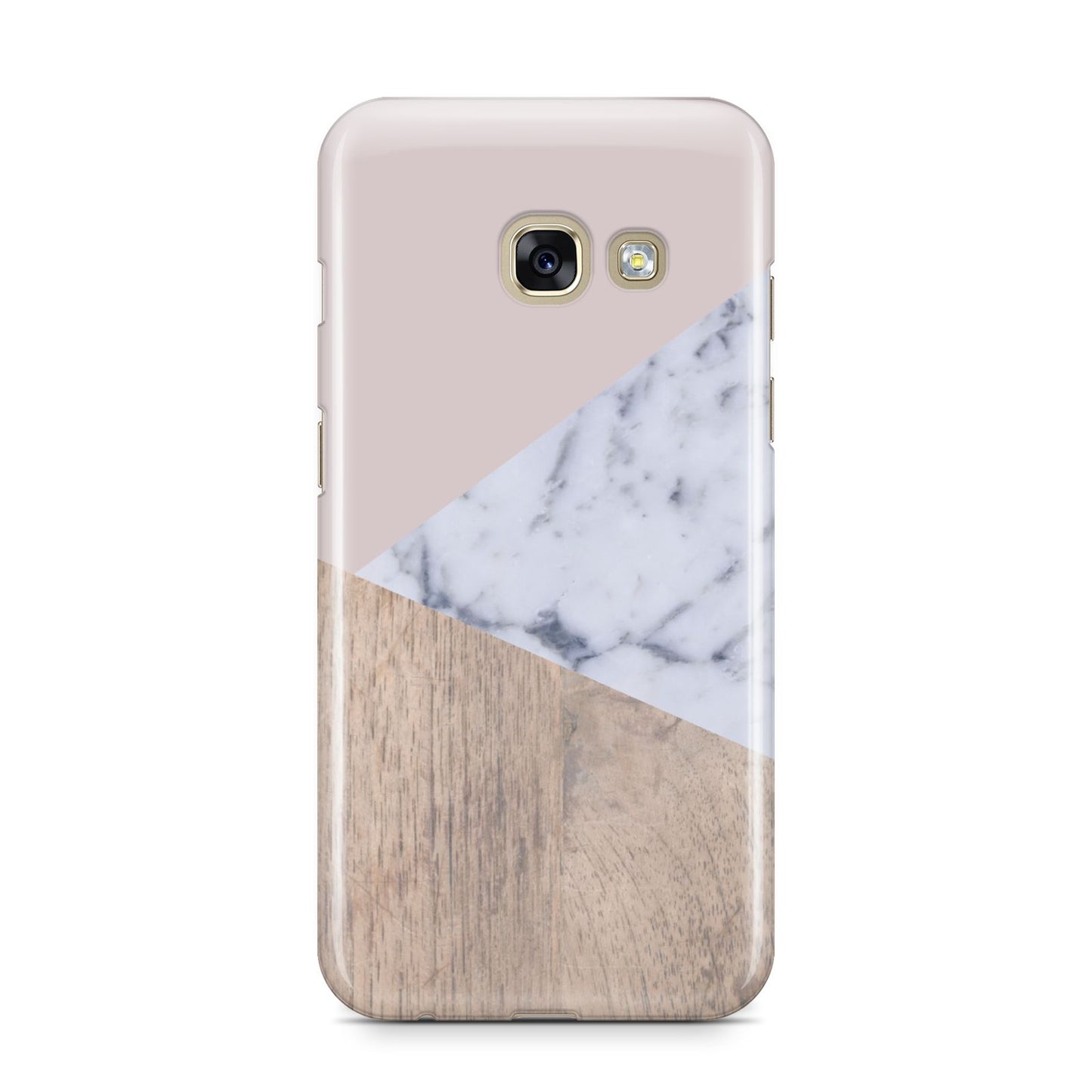 Marble Wood Geometric 7 Samsung Galaxy A3 2017 Case on gold phone