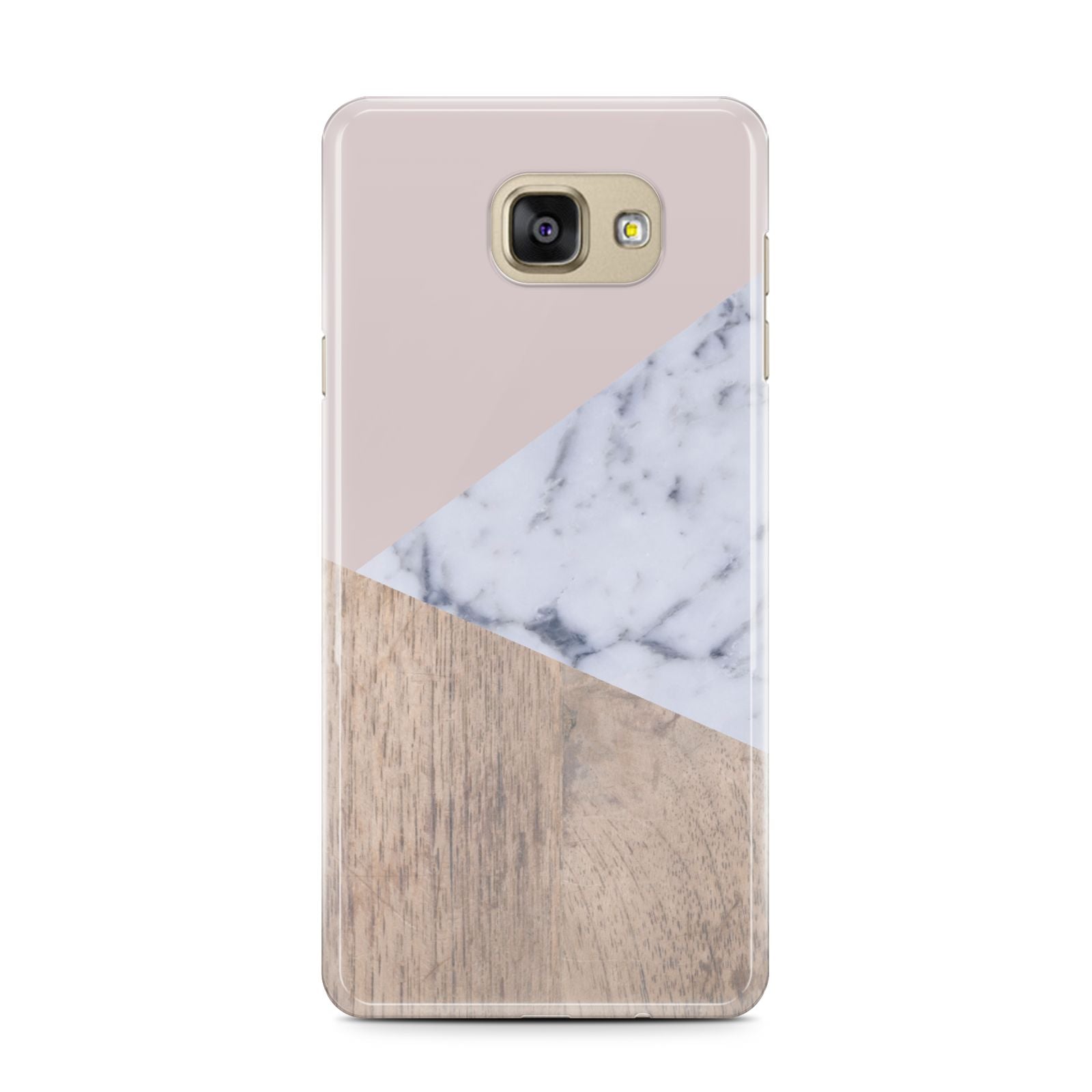 Marble Wood Geometric 7 Samsung Galaxy A7 2016 Case on gold phone