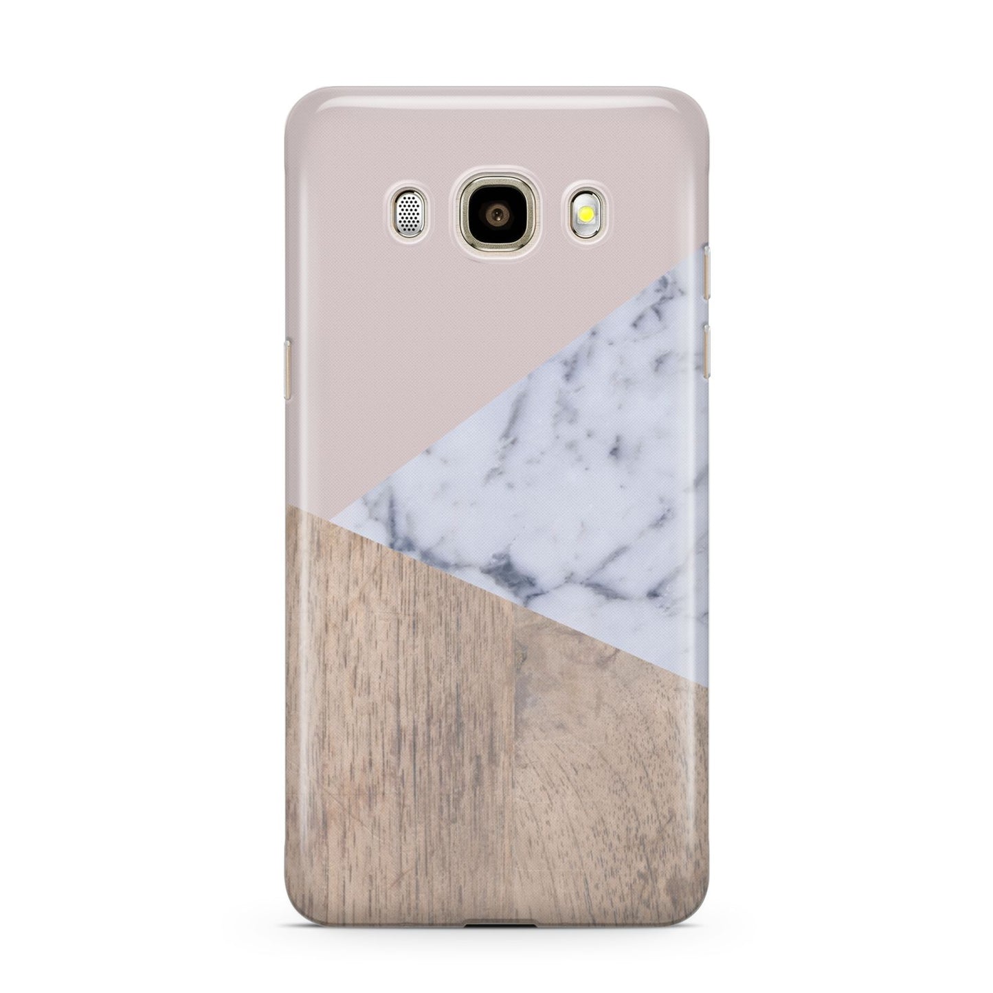 Marble Wood Geometric 7 Samsung Galaxy J7 2016 Case on gold phone