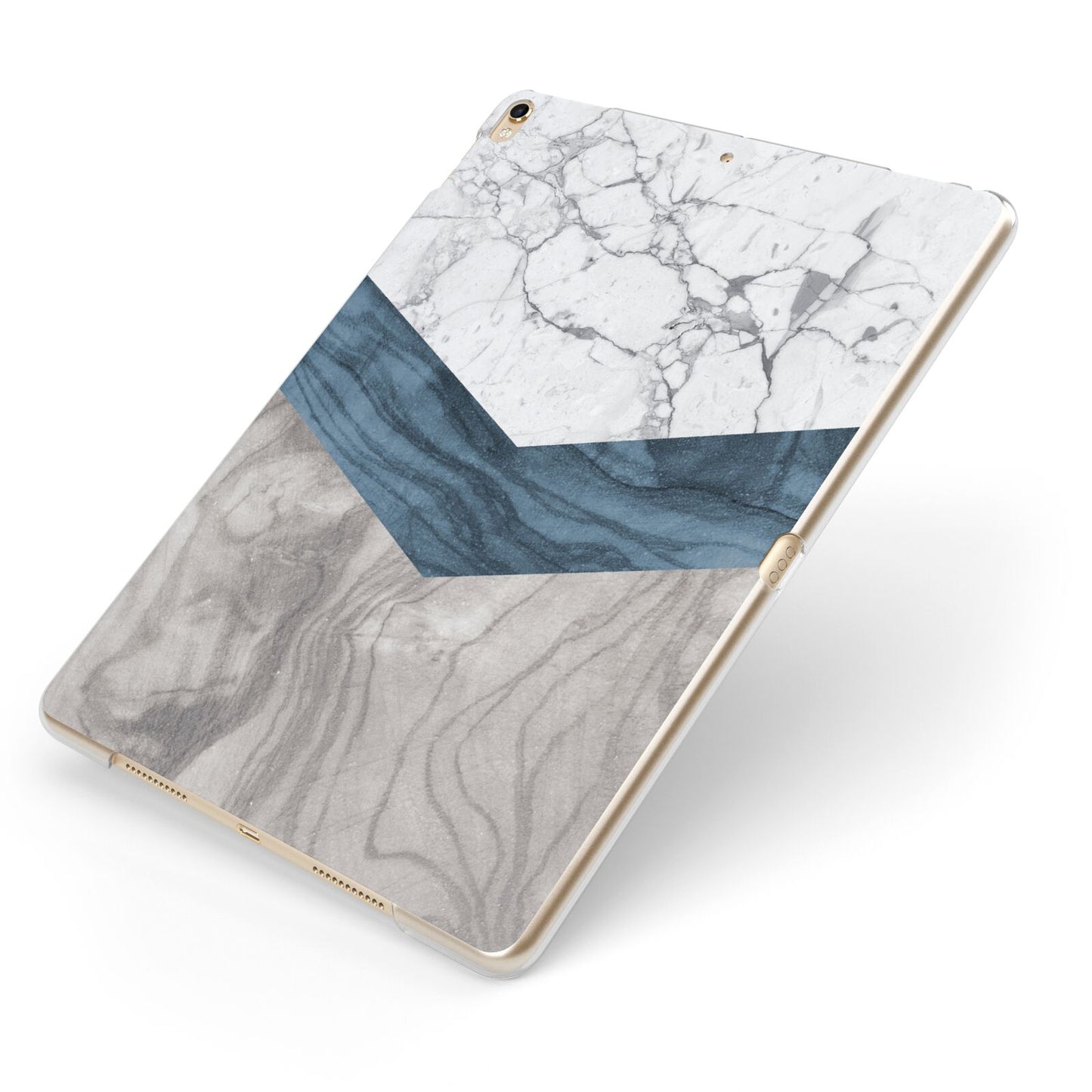 Marble Wood Geometric 8 Apple iPad Case on Gold iPad Side View