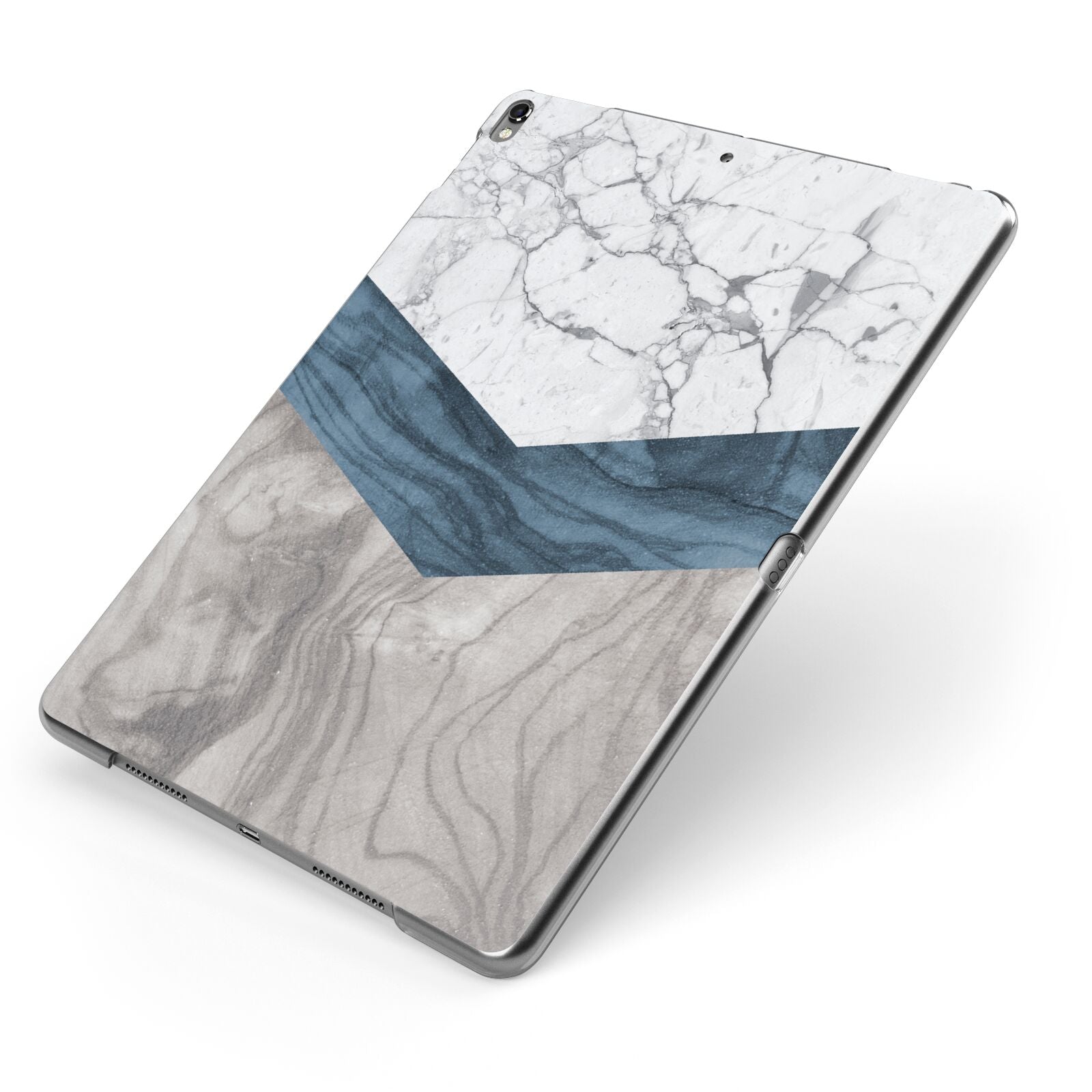 Marble Wood Geometric 8 Apple iPad Case on Grey iPad Side View