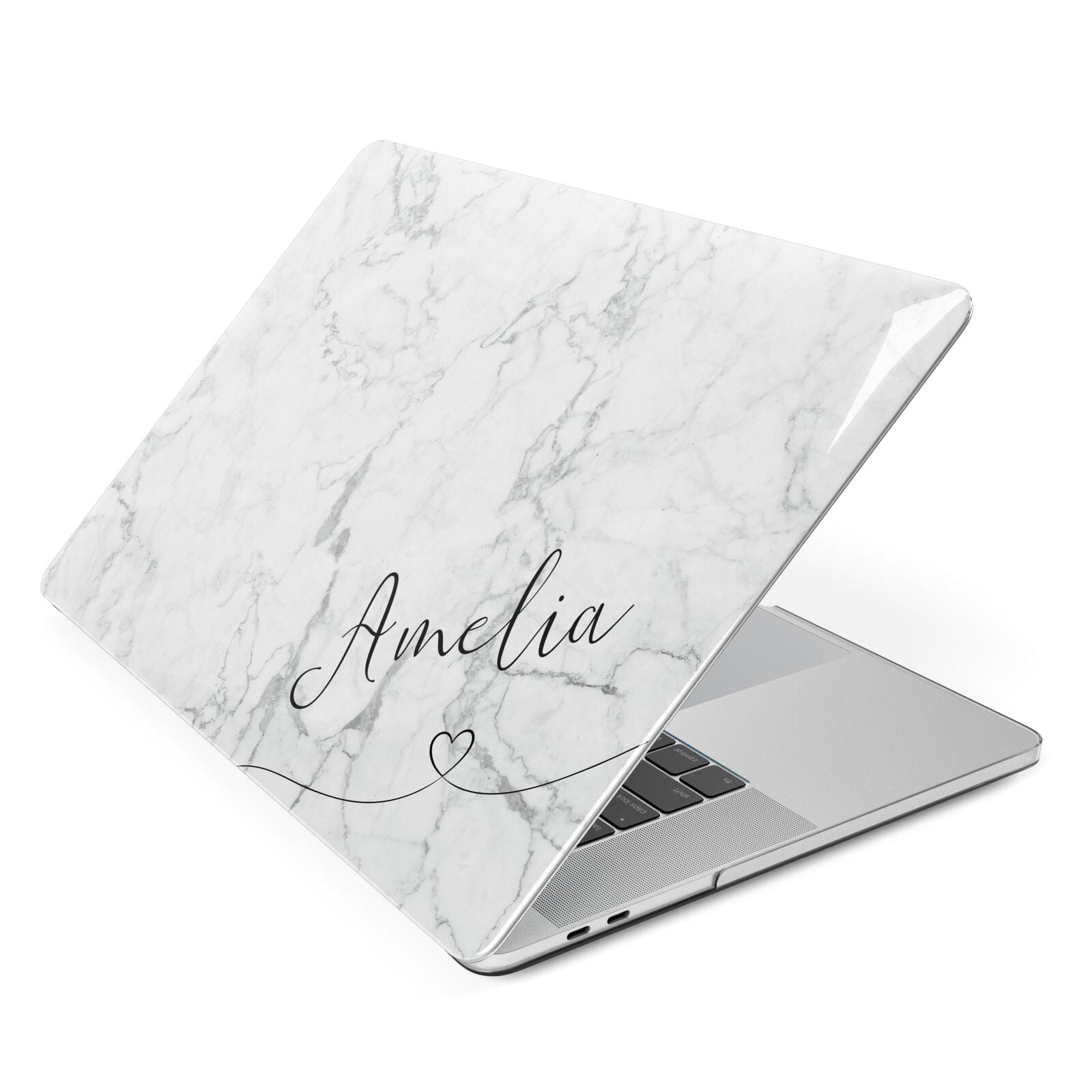 Marble with Custom Name Apple MacBook Case Side View