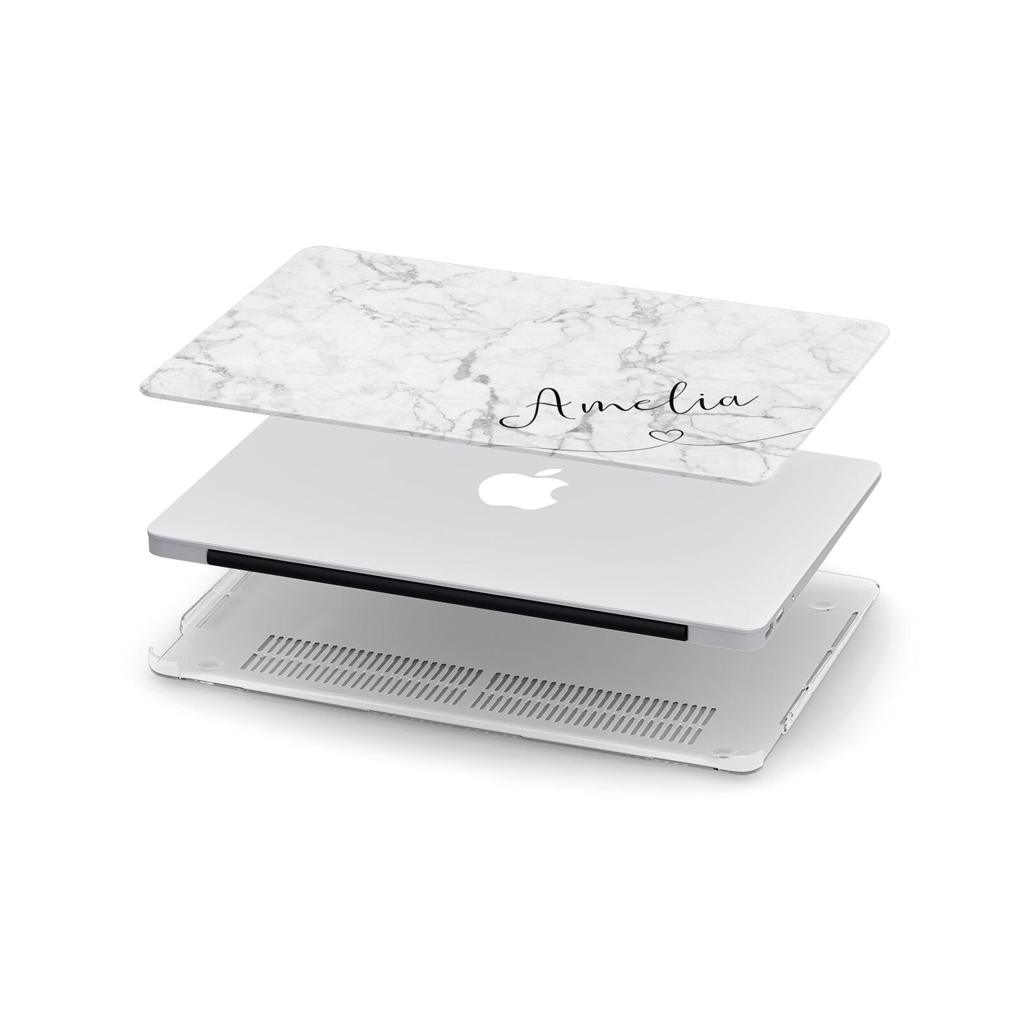 Marble with Custom Name Apple MacBook Case in Detail