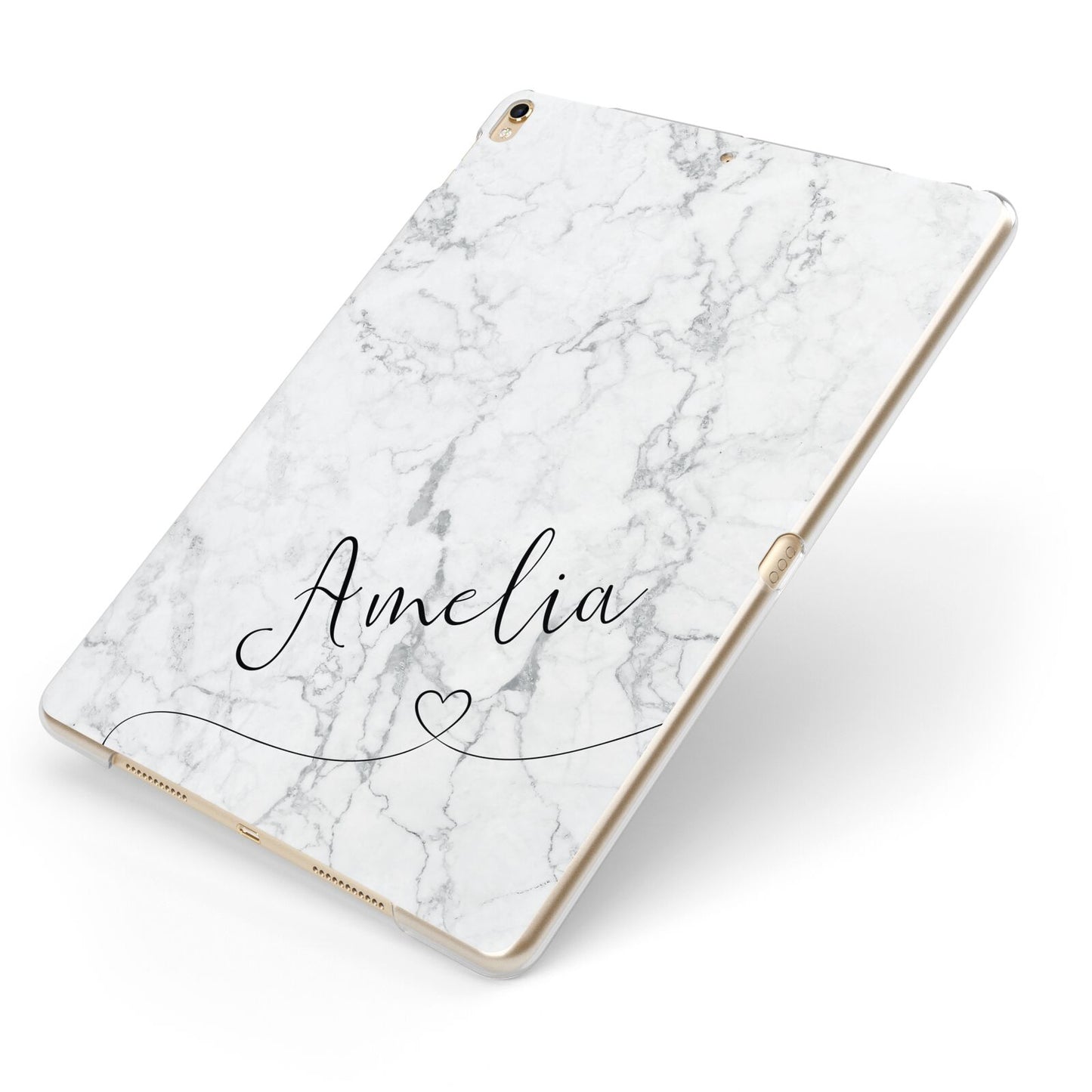 Marble with Custom Name Apple iPad Case on Gold iPad Side View