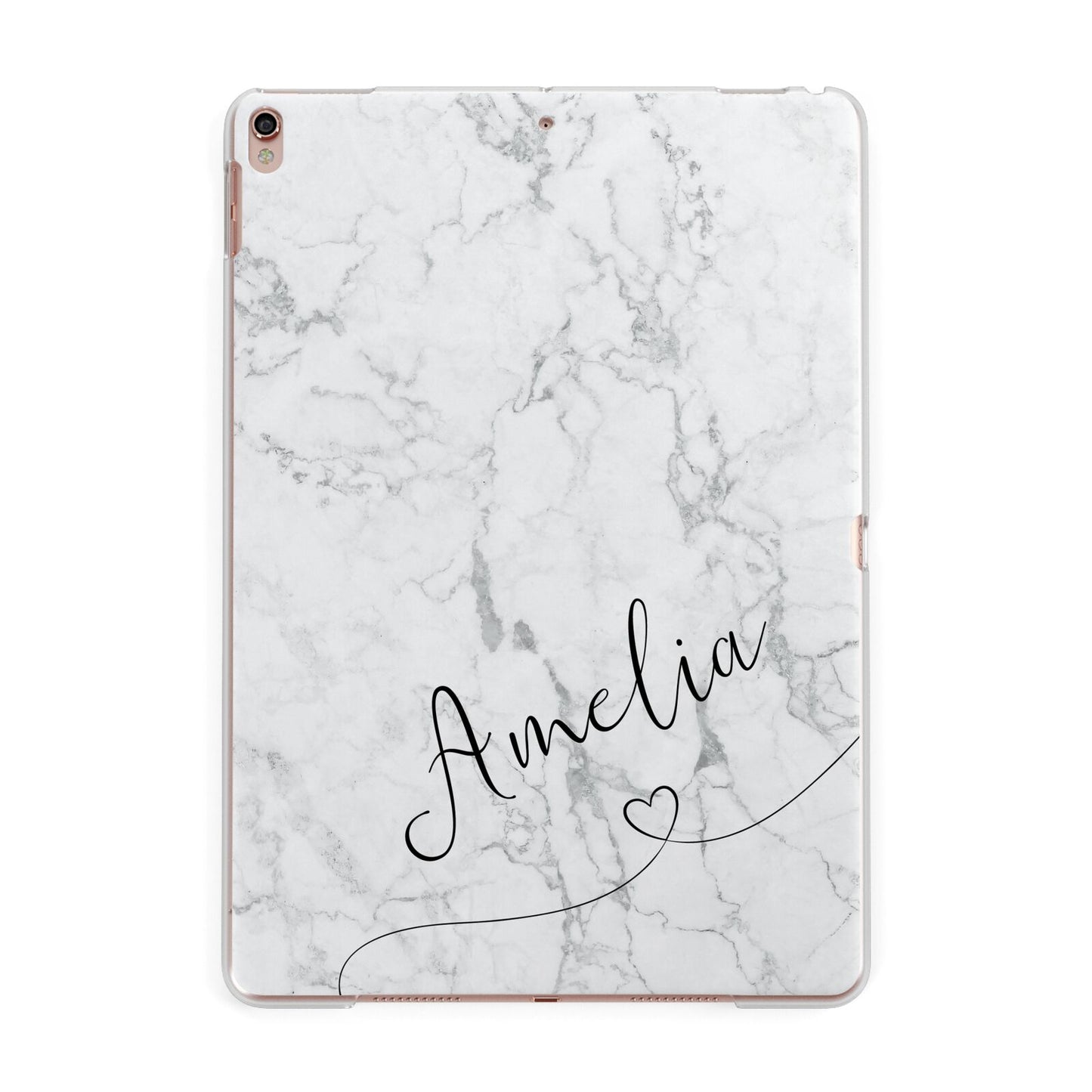 Marble with Custom Name Apple iPad Rose Gold Case