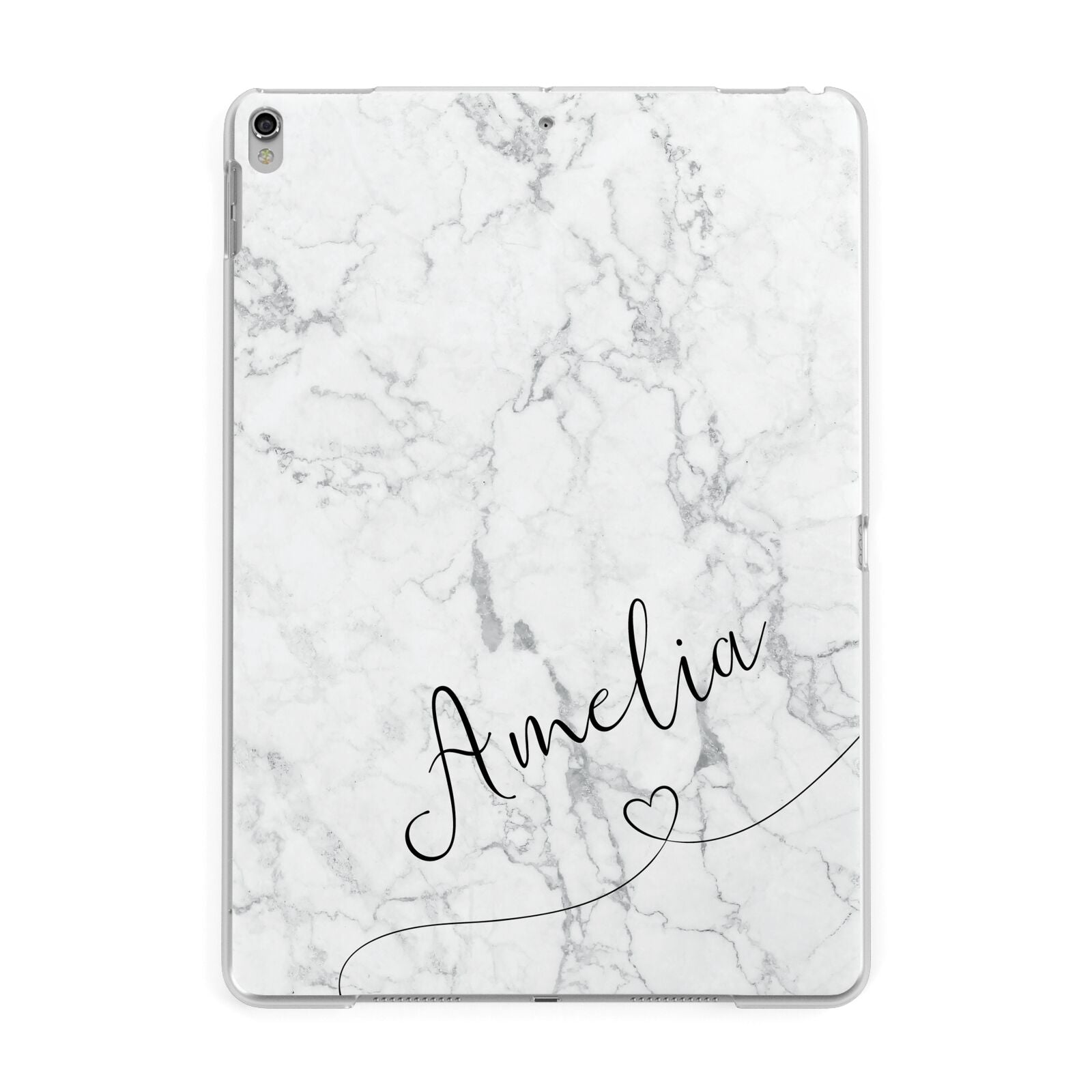 Marble with Custom Name Apple iPad Silver Case