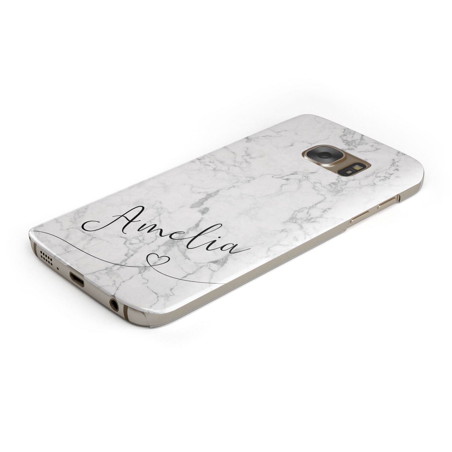 Marble with Custom Name Protective Samsung Galaxy Case Angled Image