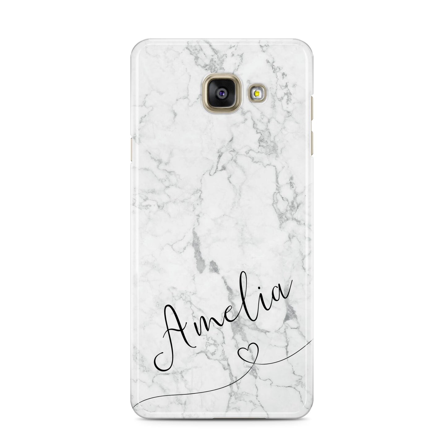 Marble with Custom Name Samsung Galaxy A3 2016 Case on gold phone