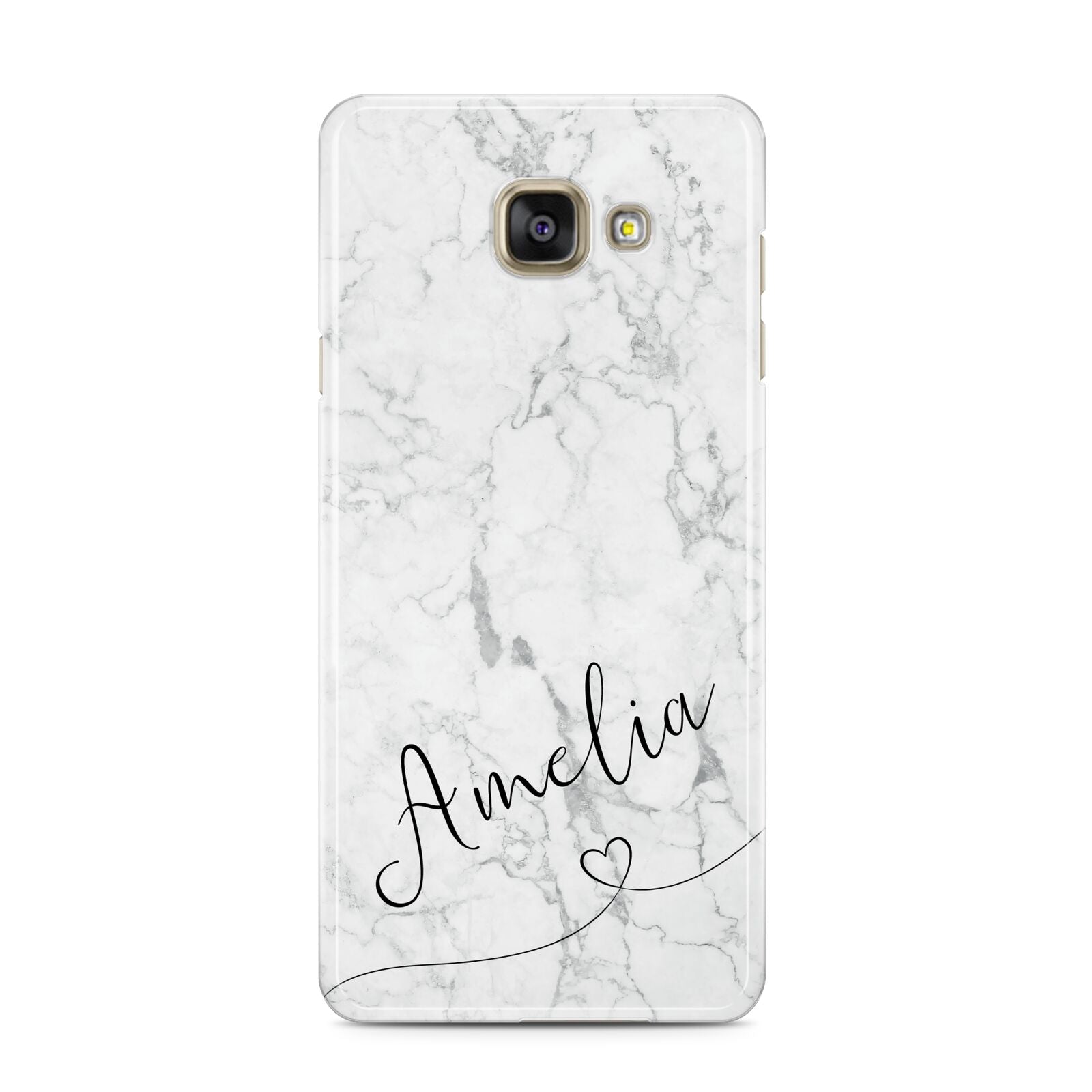 Marble with Custom Name Samsung Galaxy A3 2016 Case on gold phone