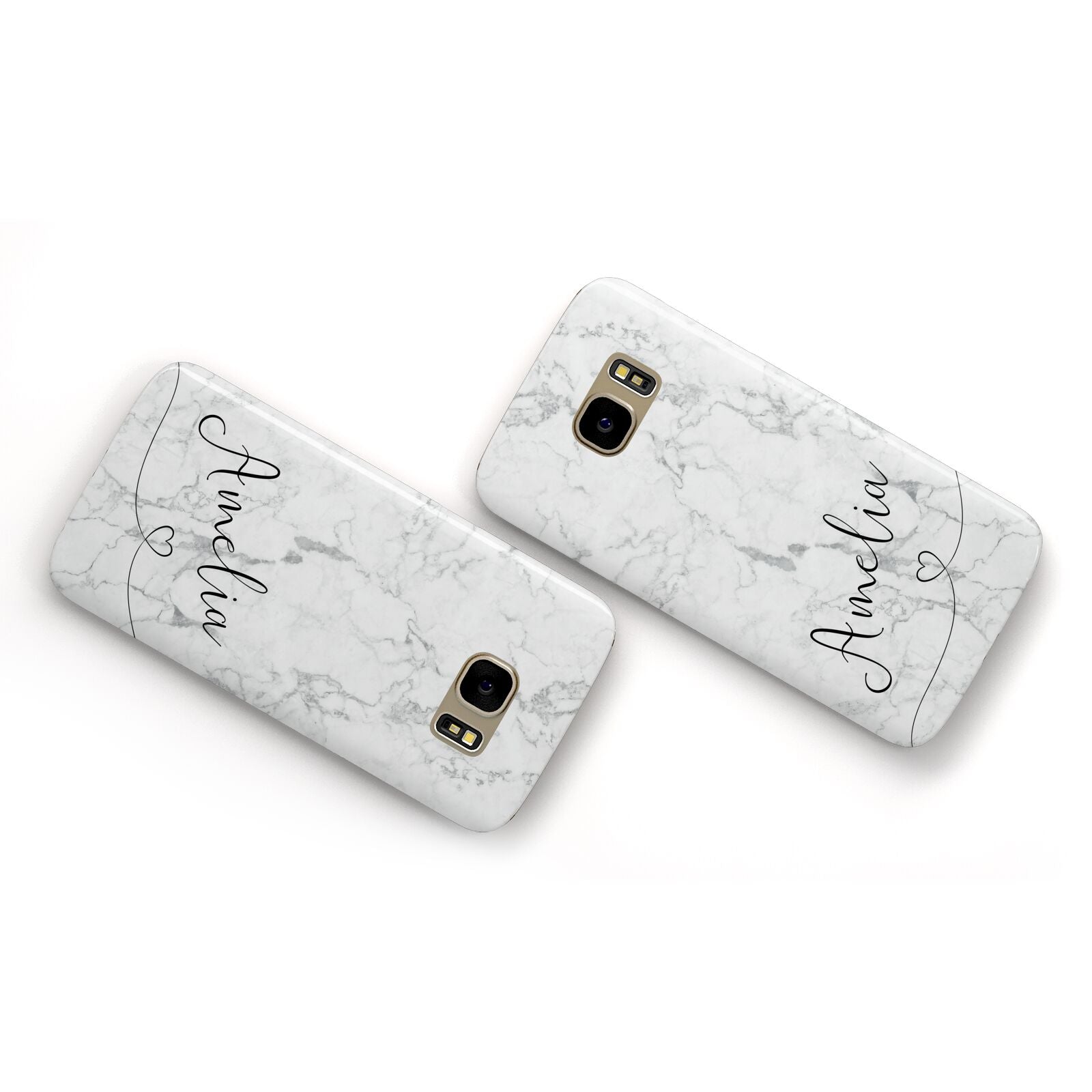 Marble with Custom Name Samsung Galaxy Case Flat Overview