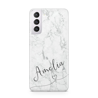 Marble with Custom Name Samsung S21 Case