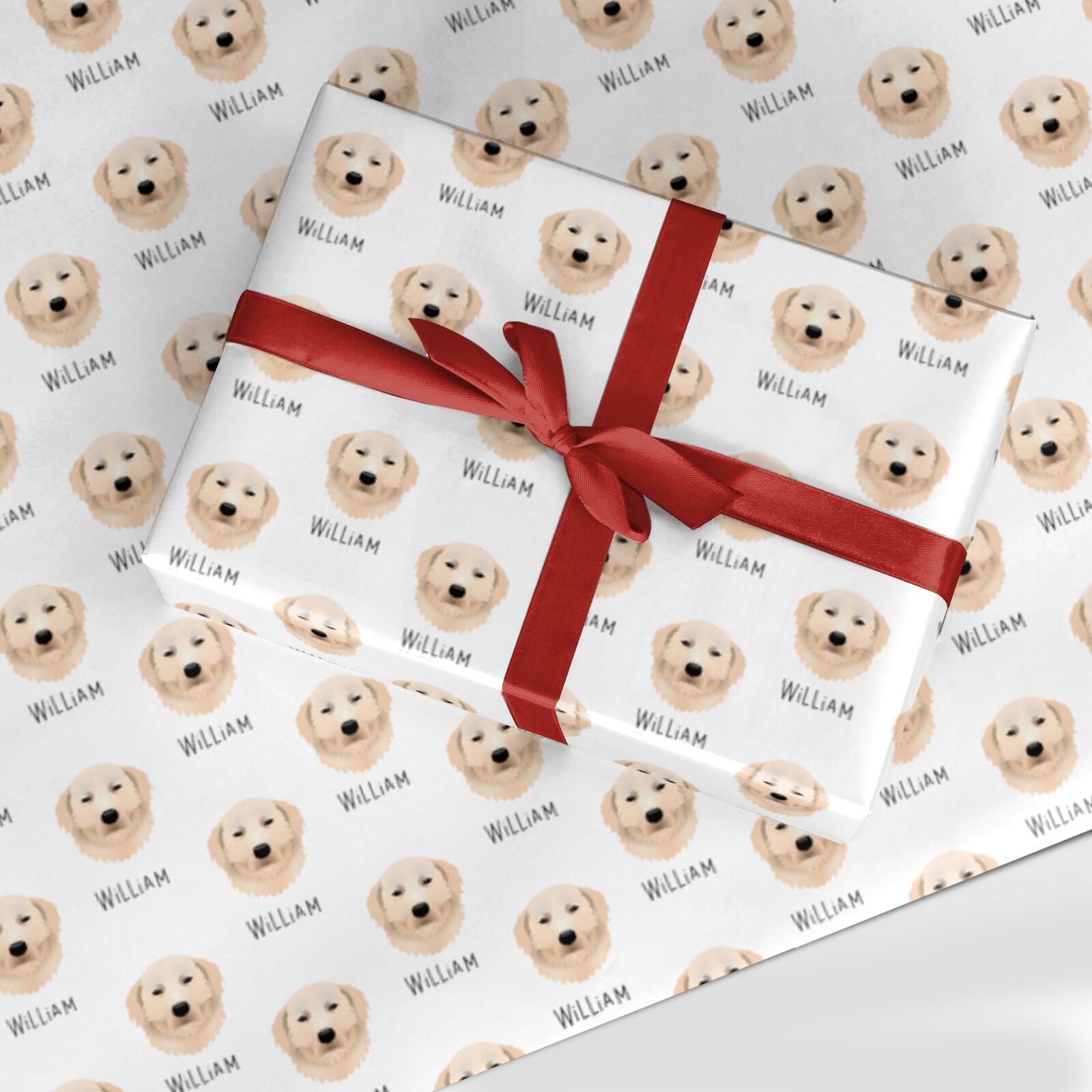 Maremma Sheepdog Icon with Name Custom Wrapping Paper