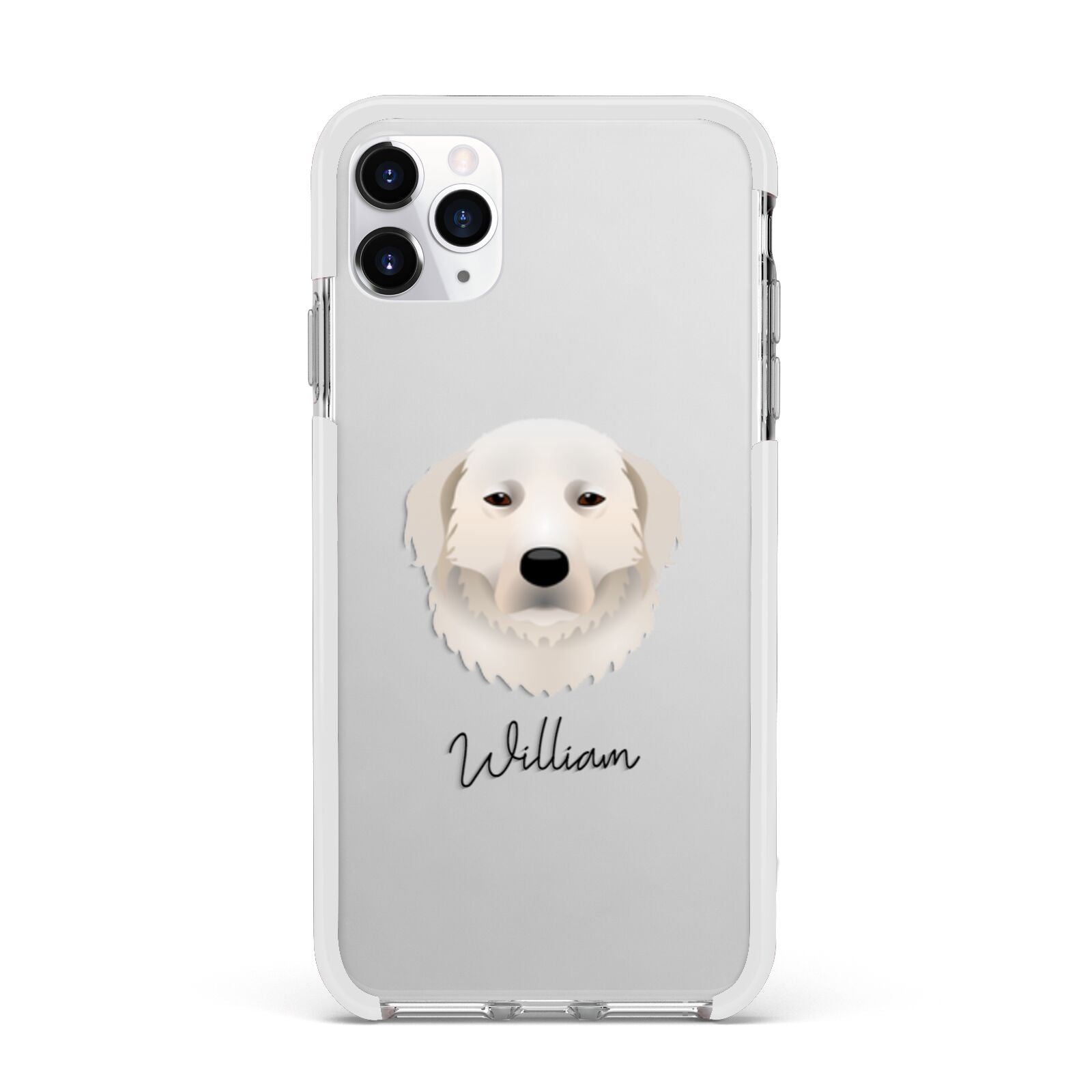 Maremma Sheepdog Personalised Apple iPhone 11 Pro Max in Silver with White Impact Case