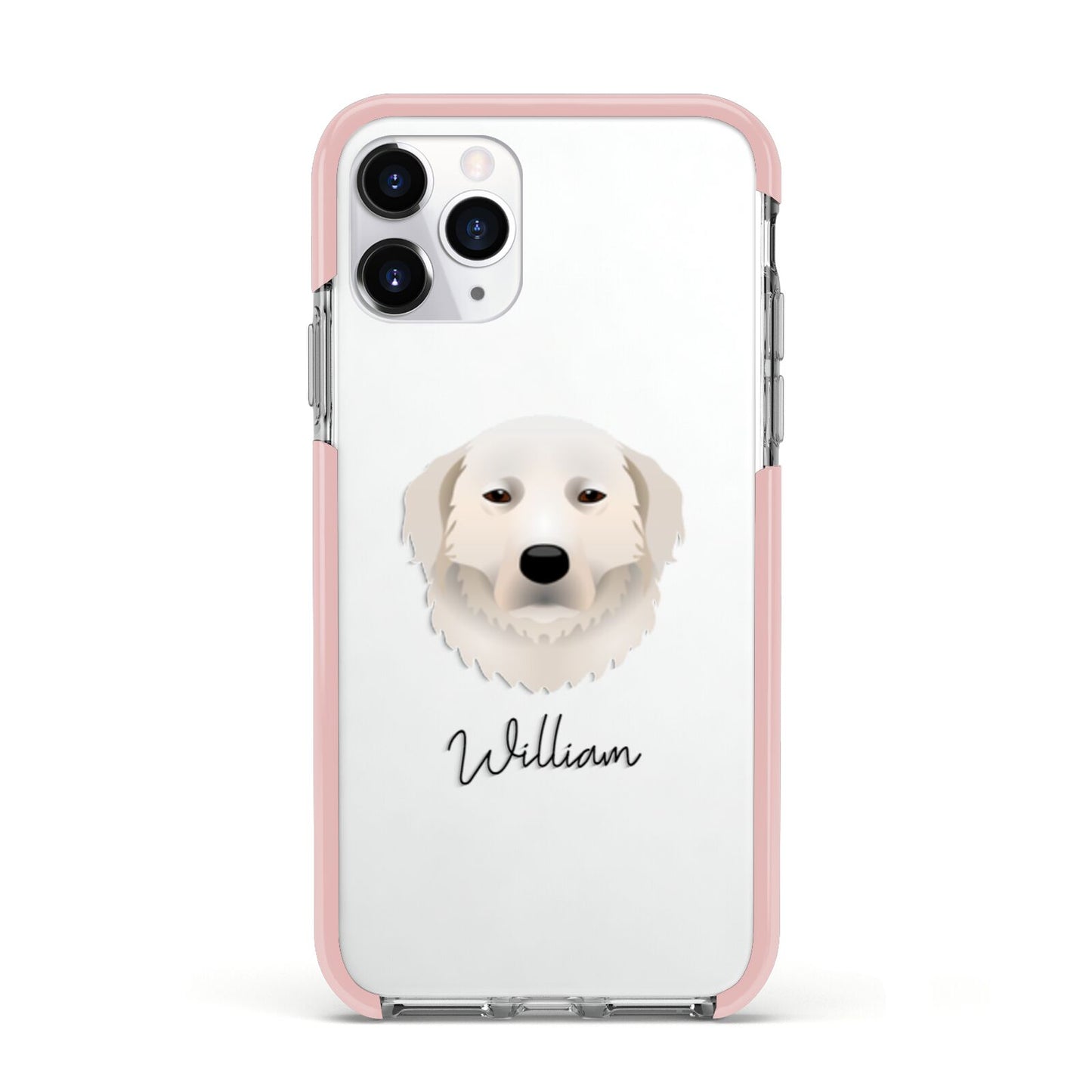 Maremma Sheepdog Personalised Apple iPhone 11 Pro in Silver with Pink Impact Case